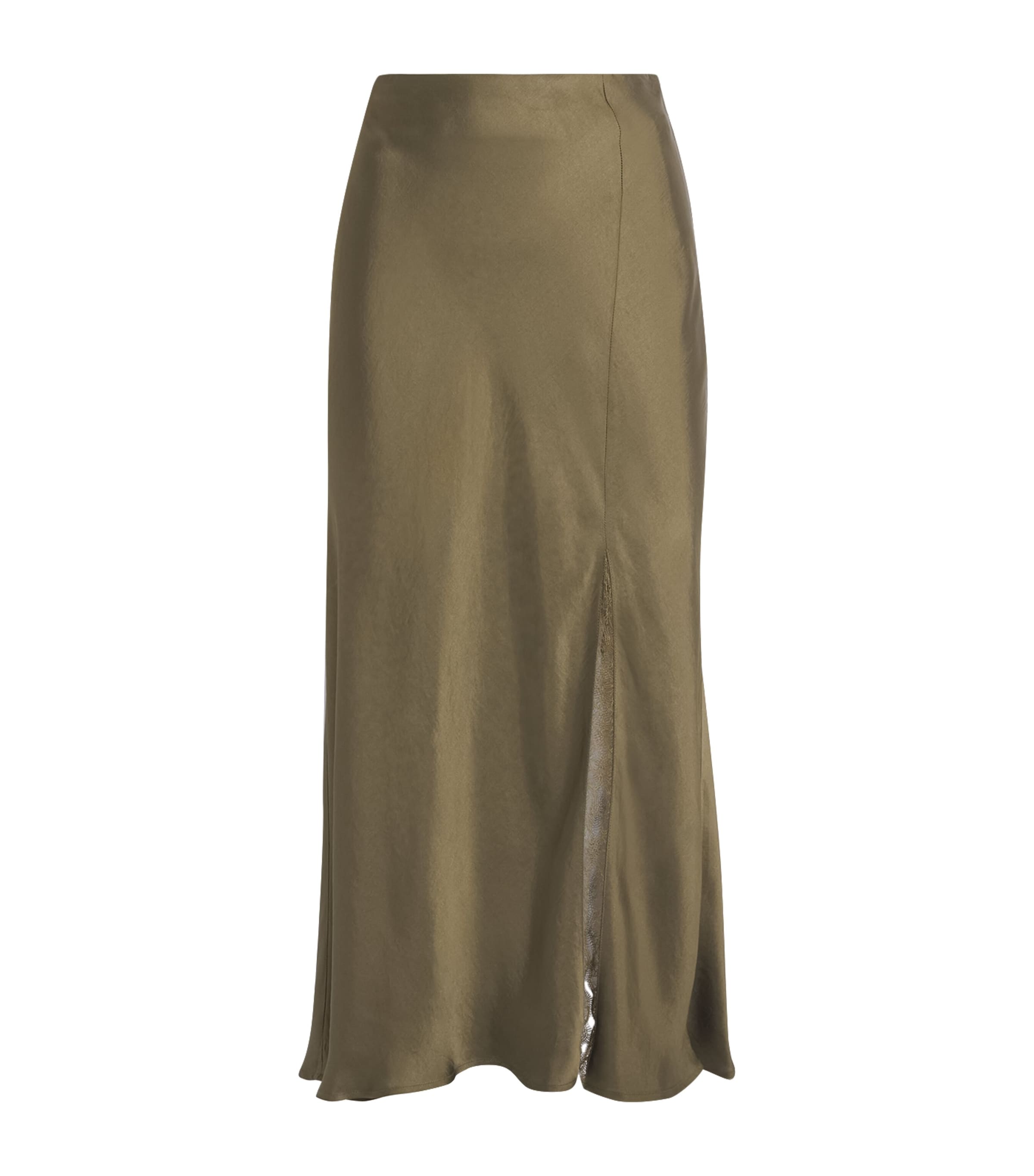 Claudie Pierlot Womens Satin Lace Midi Skirt Bronze Image 1