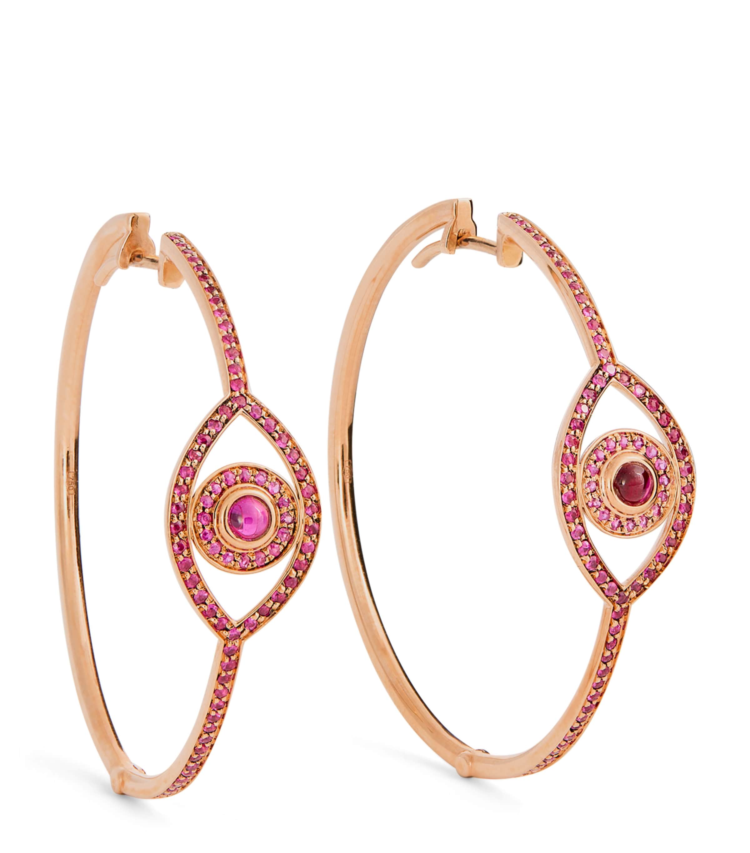 Netali Nissim Rose Gold, Ruby And Quartz Protected Hoop Earrings