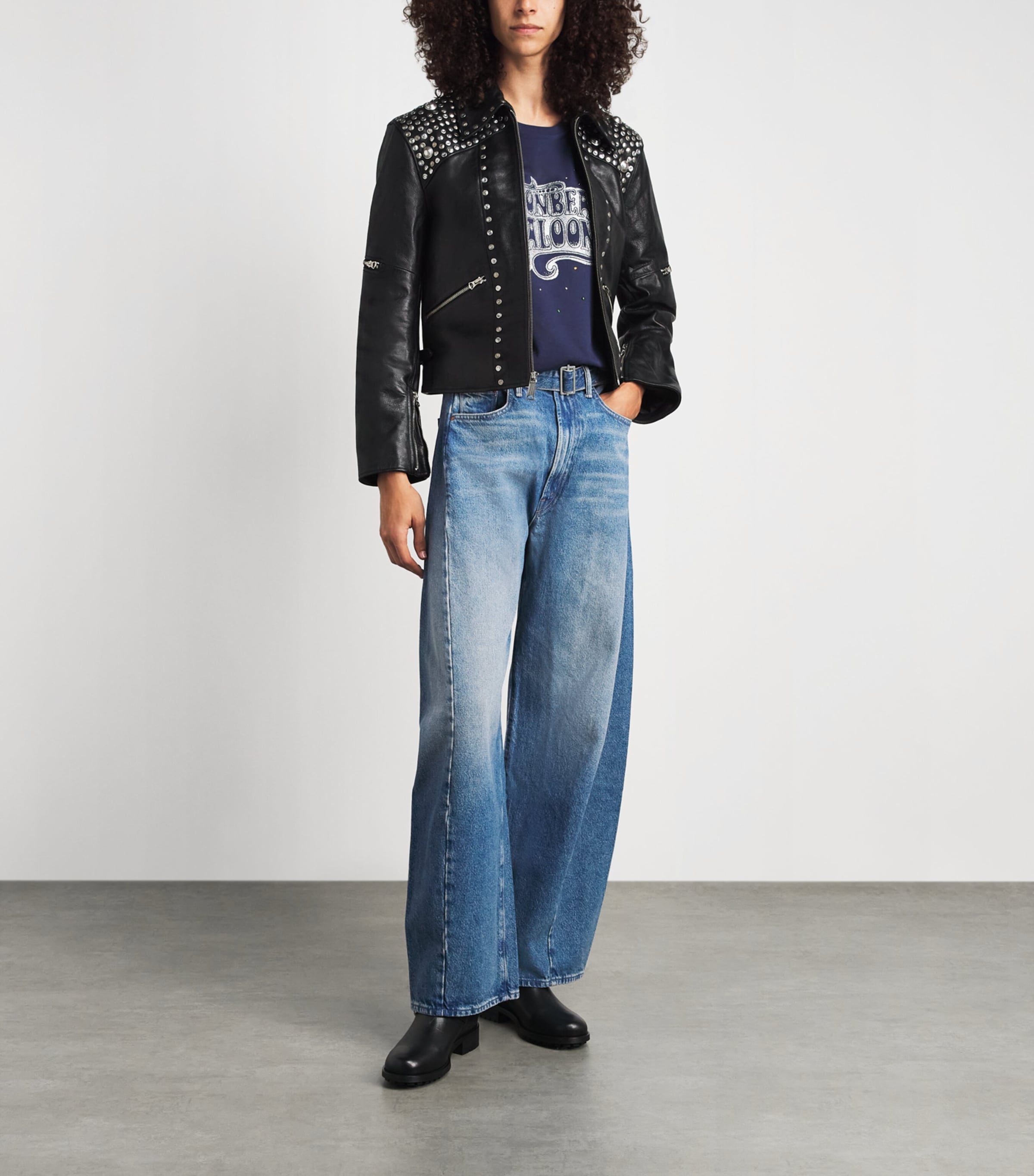 MOTHER Womens Belted The Spoonful Nerdy High-Rise Barrel Jeans Tootsie Image 2