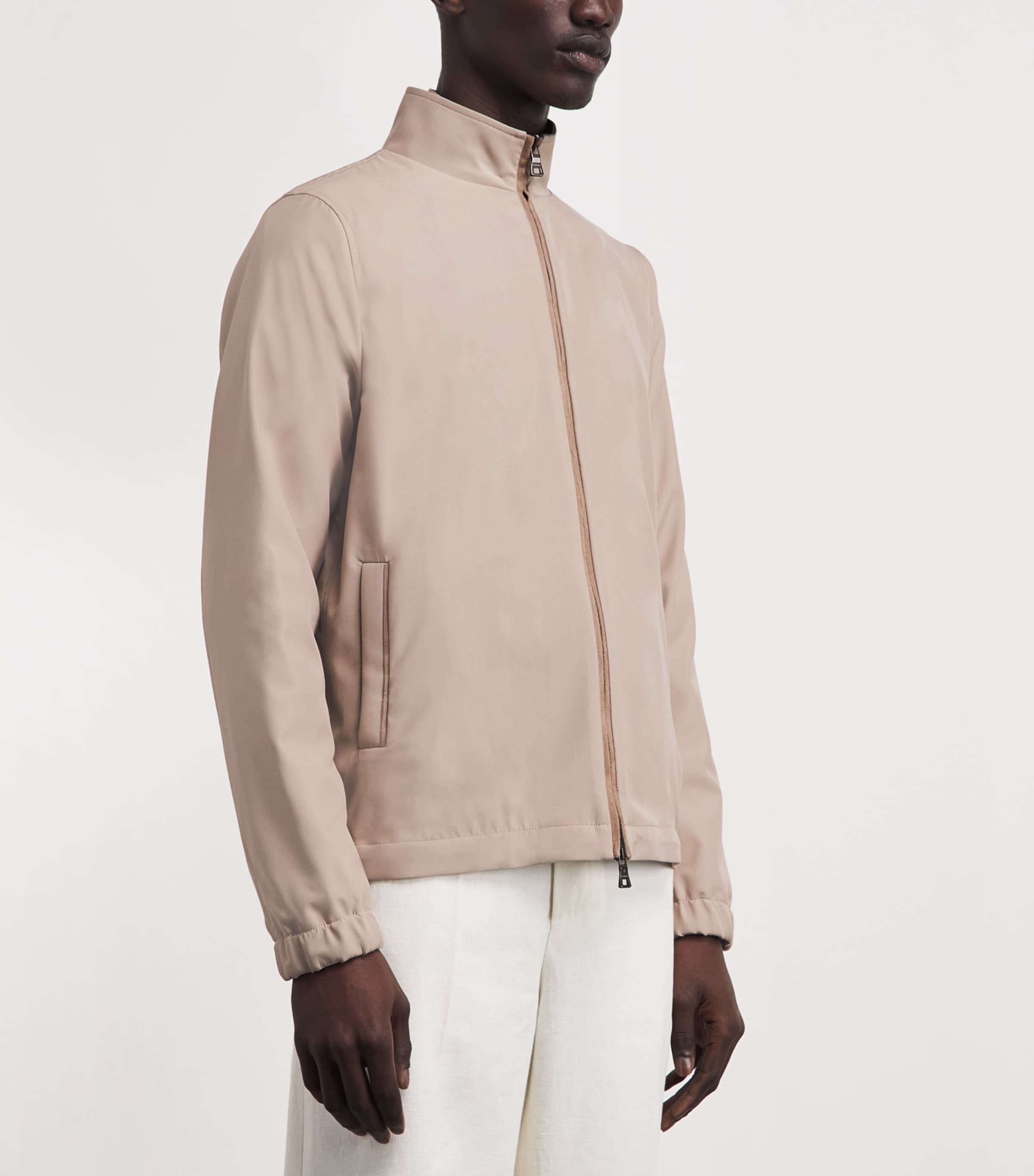 Fioroni Cashmere Mens Silk Bomber Jacket Ieam Avori Image 4