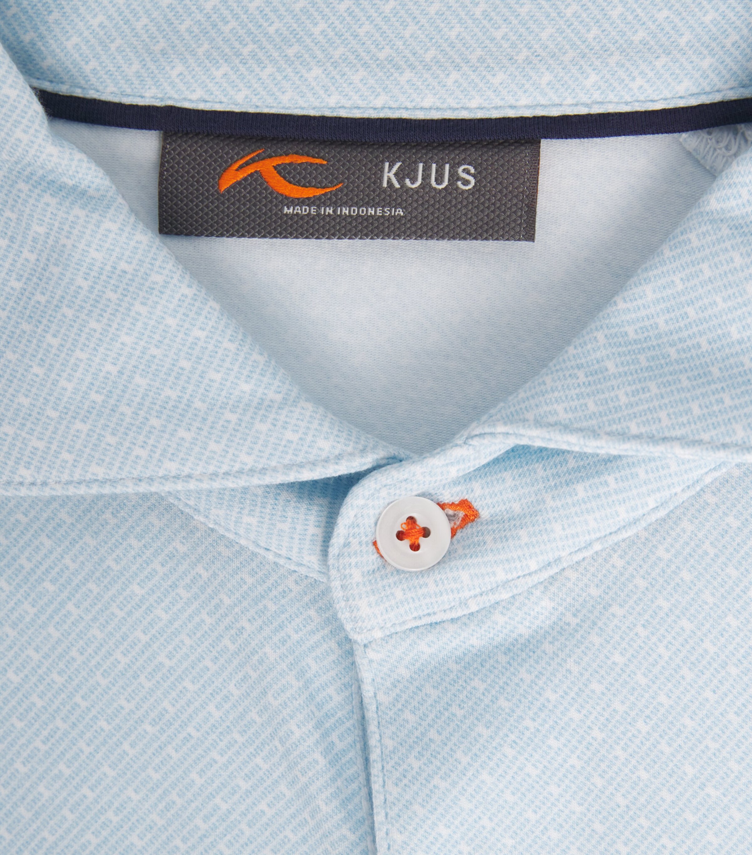 KJUS Mens Pima Cotton Printed Hollow Polo Shirt Vapor Blue/white Image 6