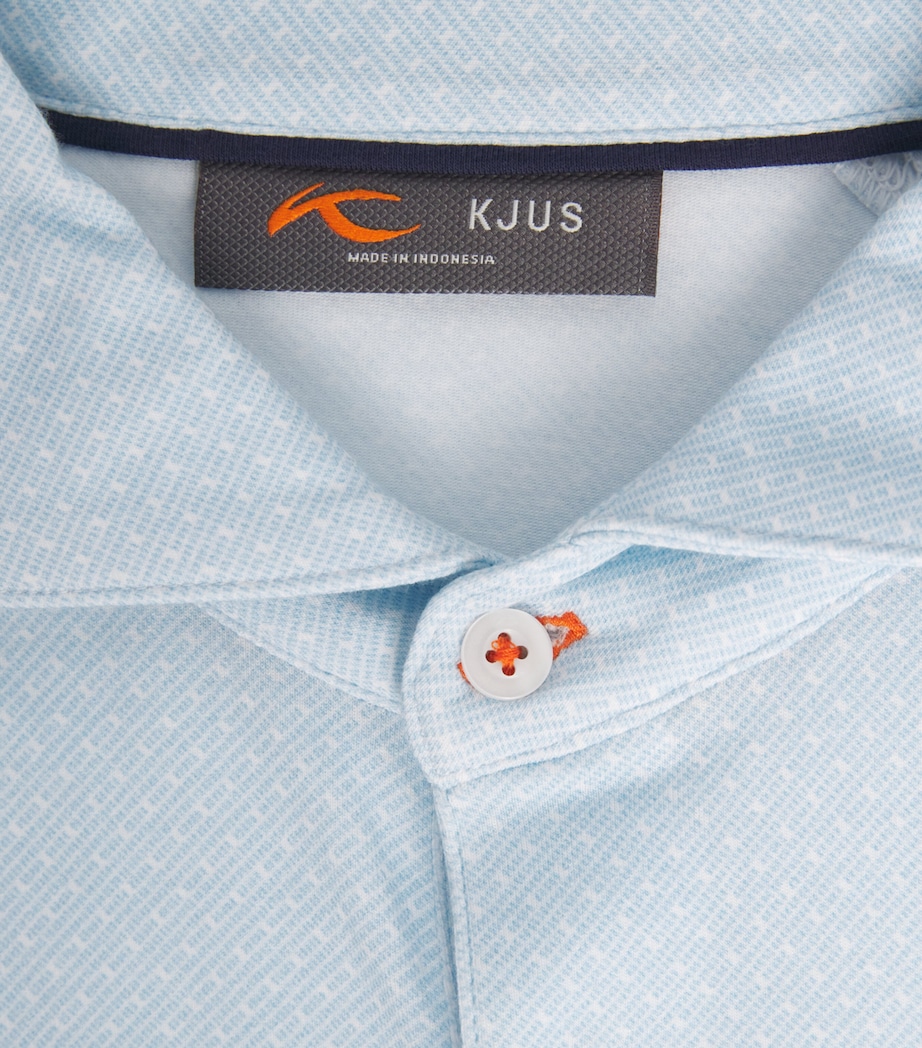 KJUS Mens Pima Cotton Printed Hollow Polo Shirt Vapor Blue/white Image 6