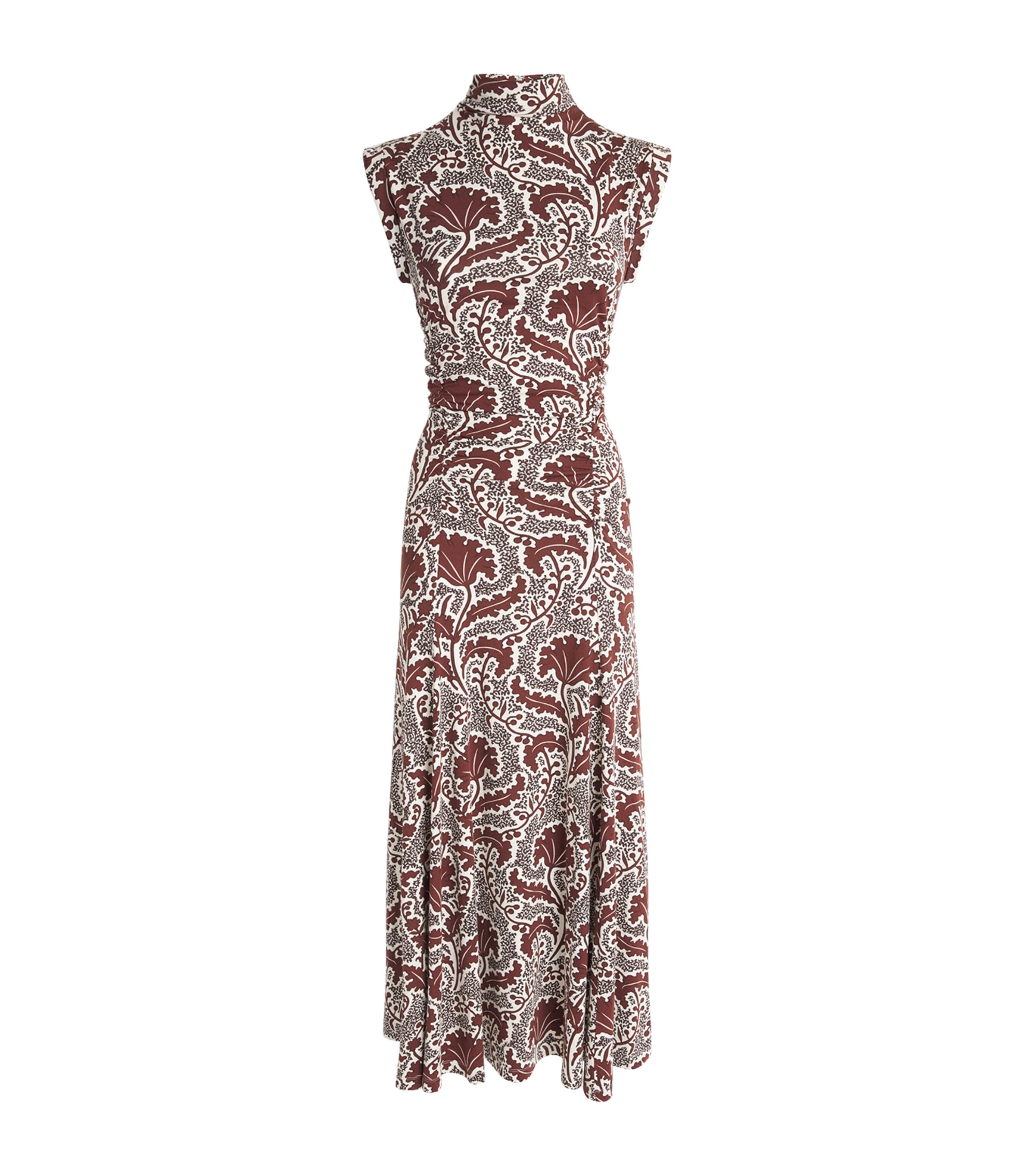 ME+EM Womens Floral High-Neck Maxi Dress Cinnamon Brown Multi Image 1