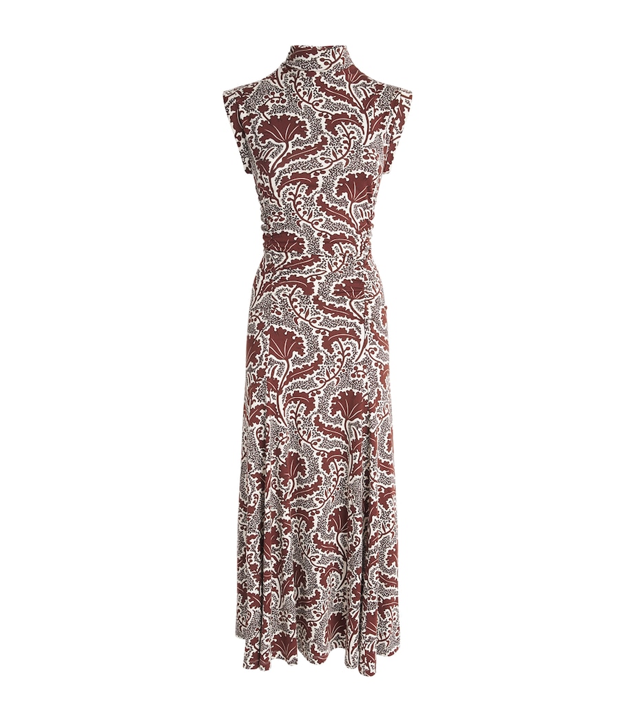 ME+EM Womens Floral High-Neck Maxi Dress Cinnamon Brown Multi Image 1