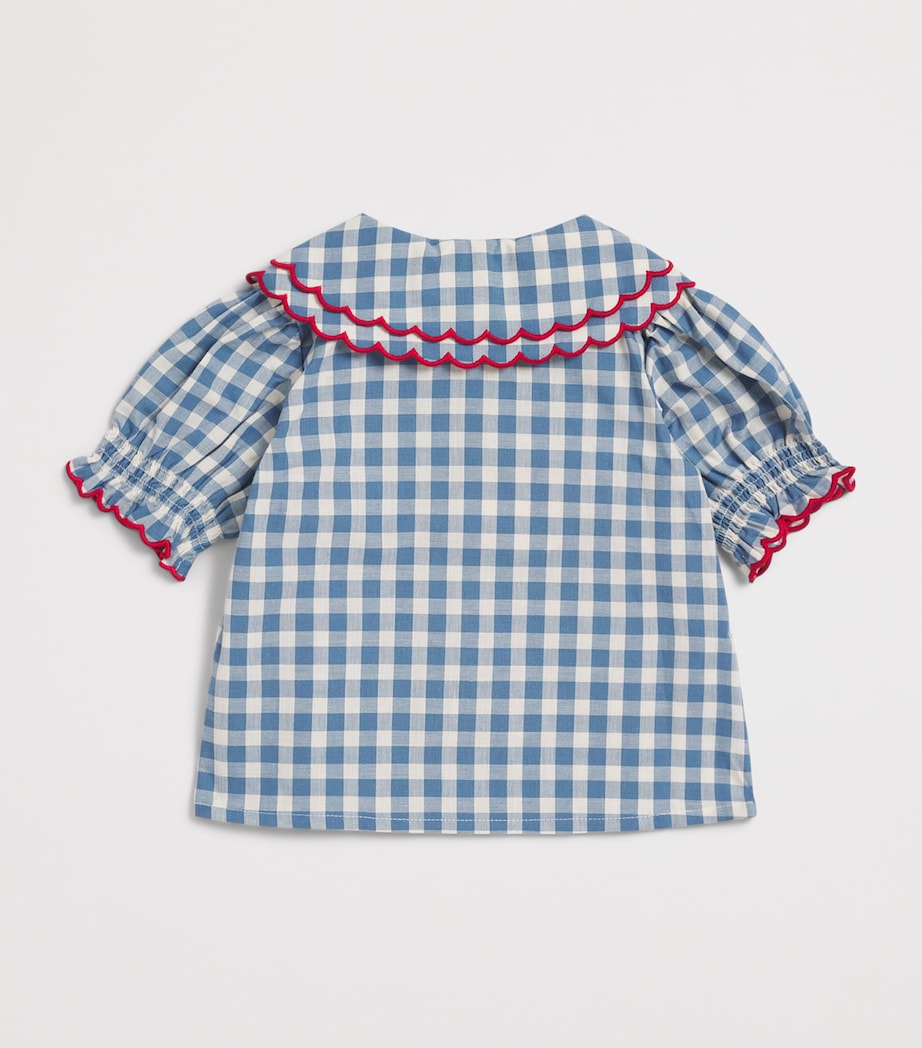 PEPA LONDON Check Collared Blouse (18 Months-4 Years) Blue Image 2