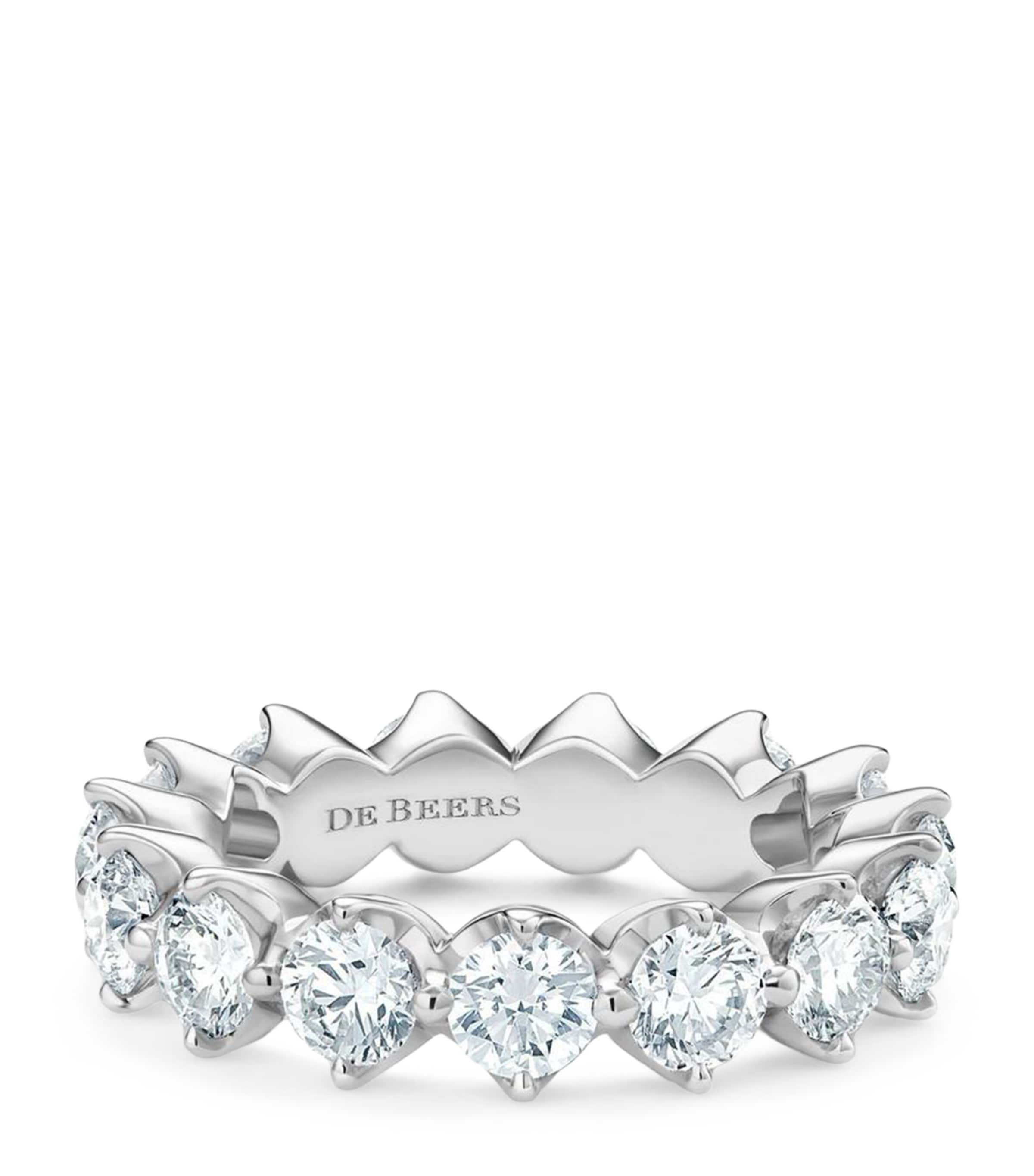 DE BEERS LARGE PLATINUM AND DIAMOND ALLEGRIA ETERNITY RING 