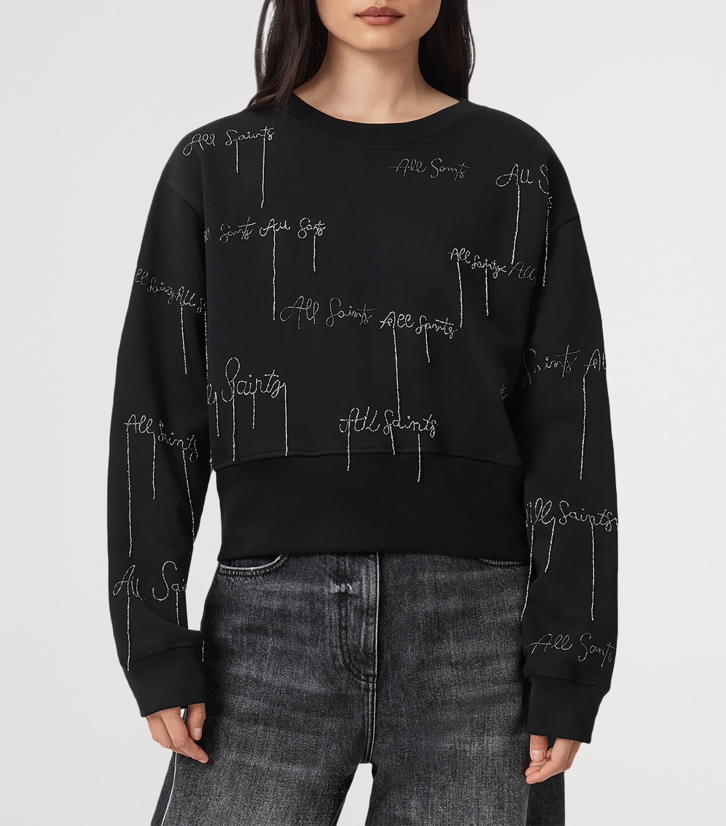 Embellished Separo Sweatshirt BLACK Image 4