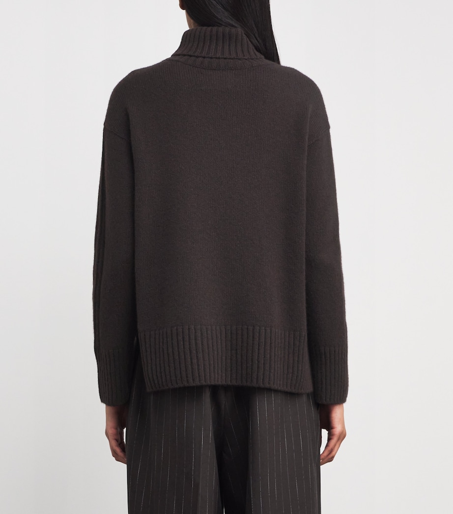 Cashmere Rollneck Sweater DARK BROWN Image 4