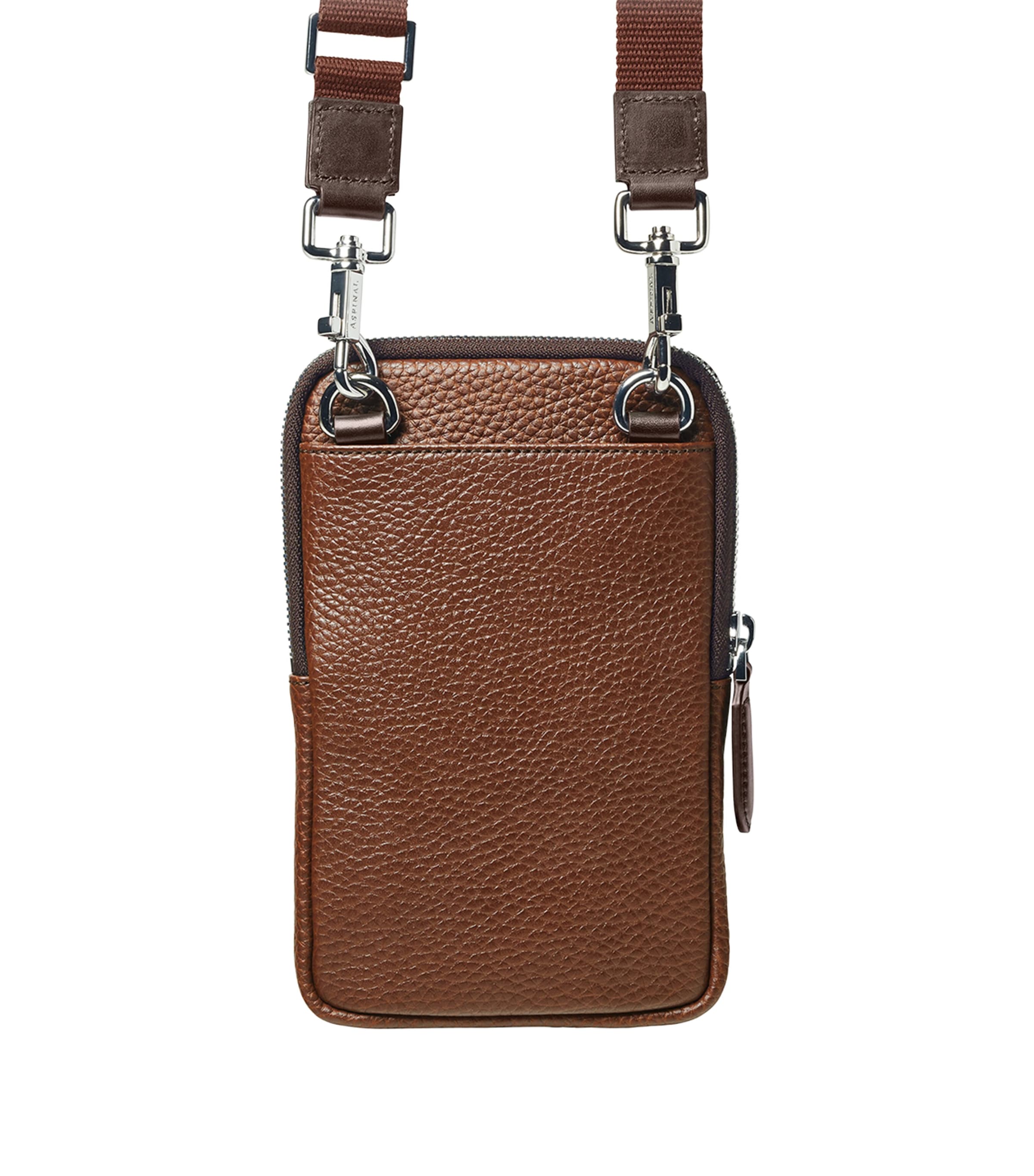 Leather Cross-Body Phone Pouch TOBACCO Image 6