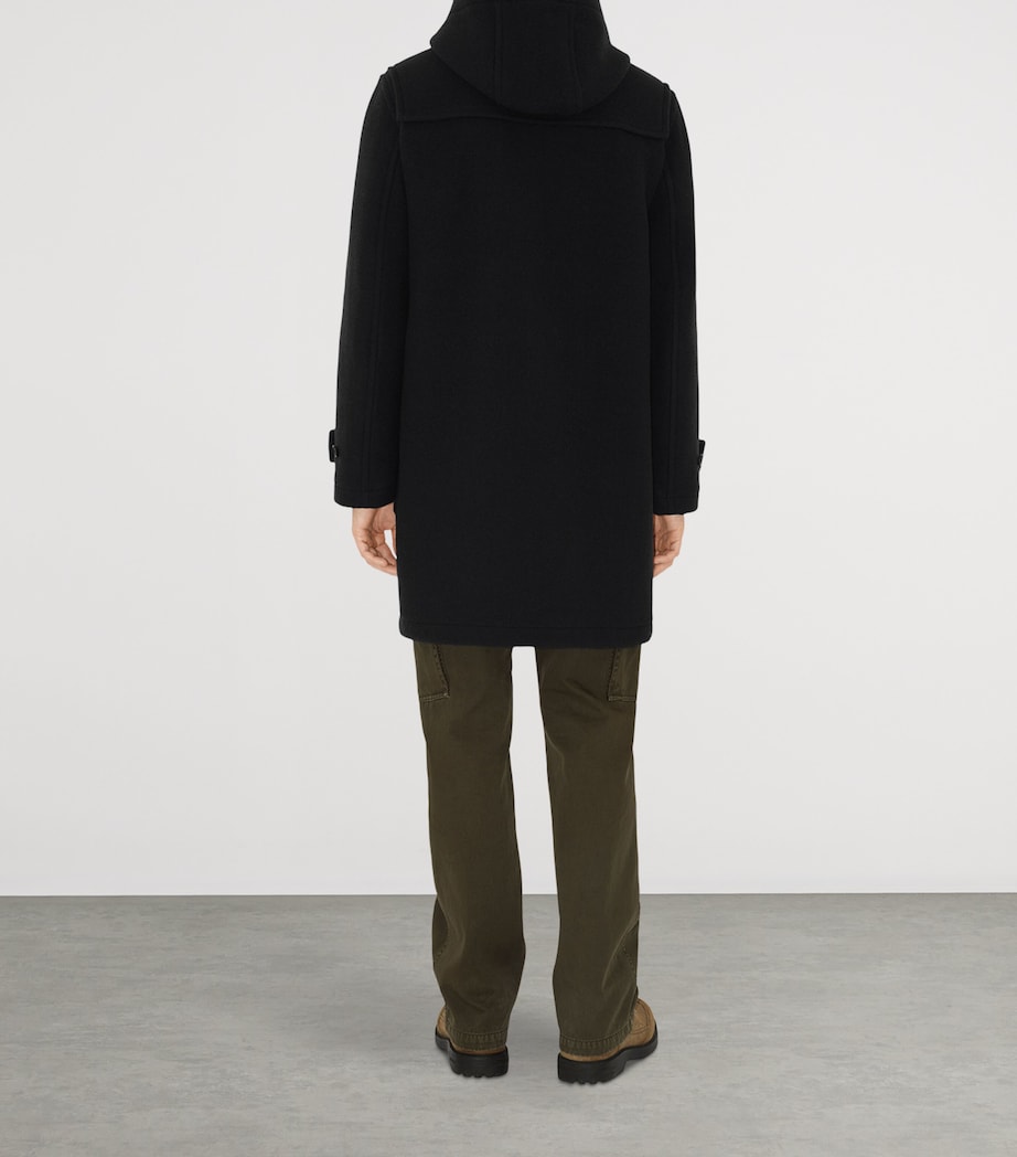 Wool Duffle Coat BLACK IP CHECK Image 4