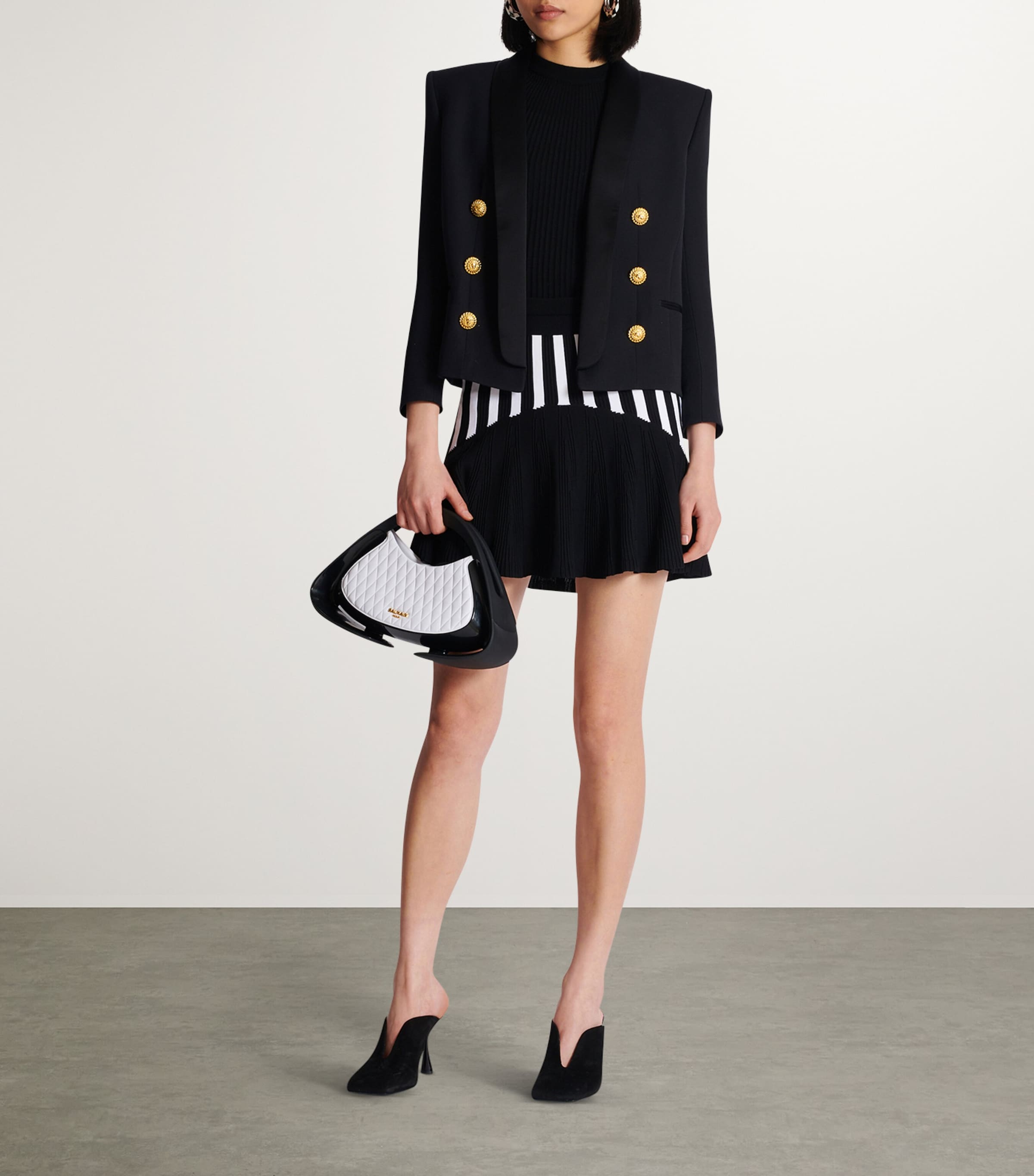 Wool Cropped Blazer EAP NOIR/NOIR Image 3