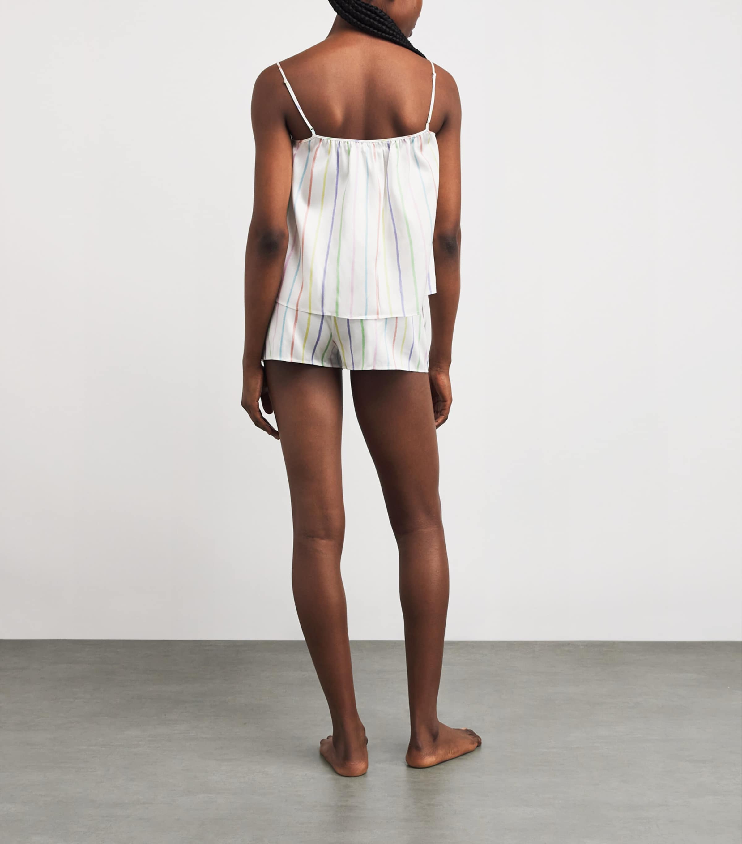 MANITO Silk-Blend Ocean Stripe Tank and Shorts Pyjama Set Ocean Stripe Image 3