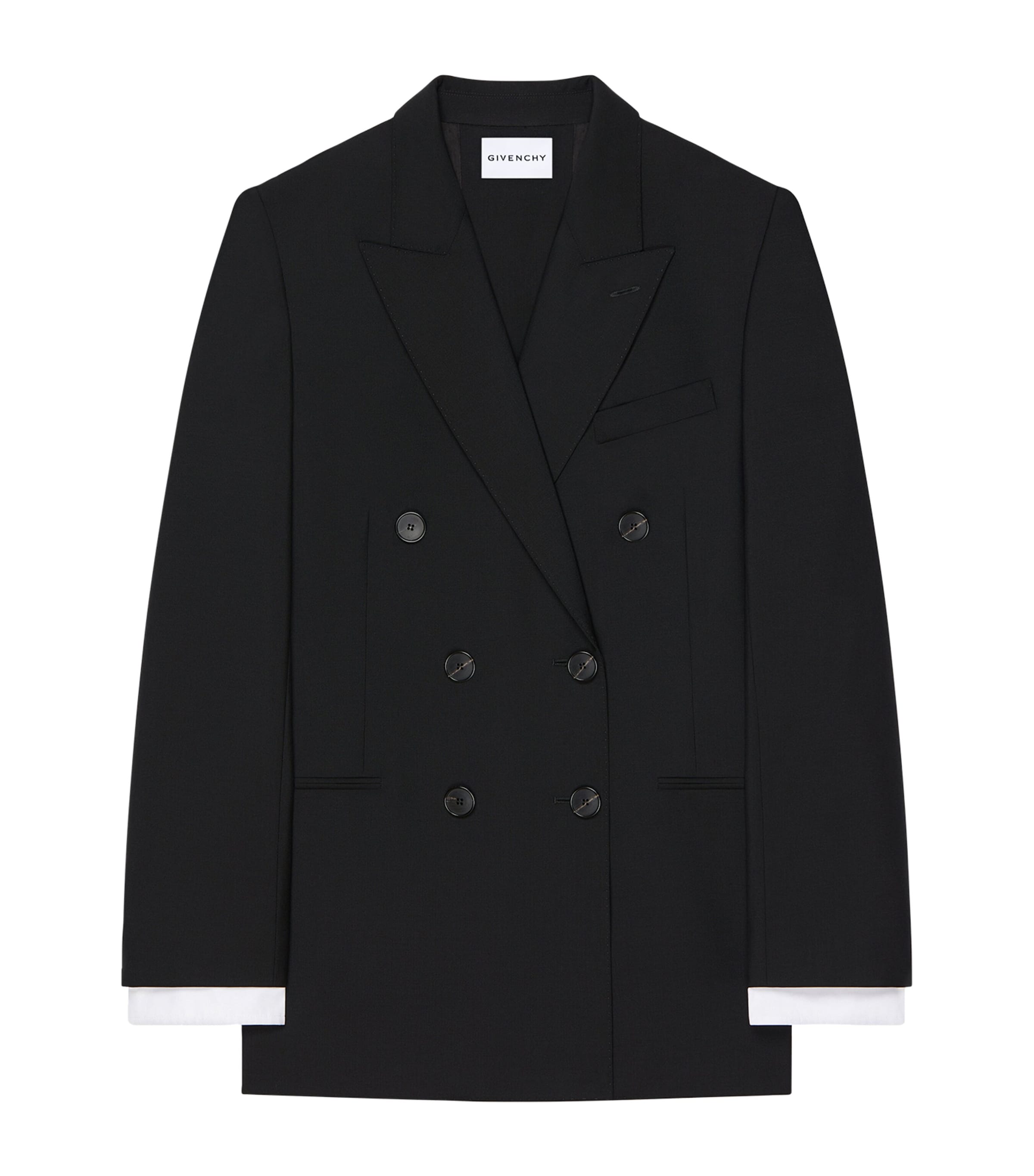 Givenchy Womens Wool-Mohair Slashed Double-Breasted Blazer Black Image 1