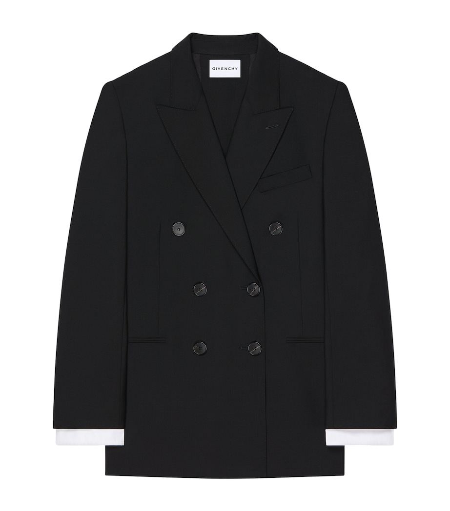 Givenchy Womens Wool-Mohair Slashed Double-Breasted Blazer Black Image 1