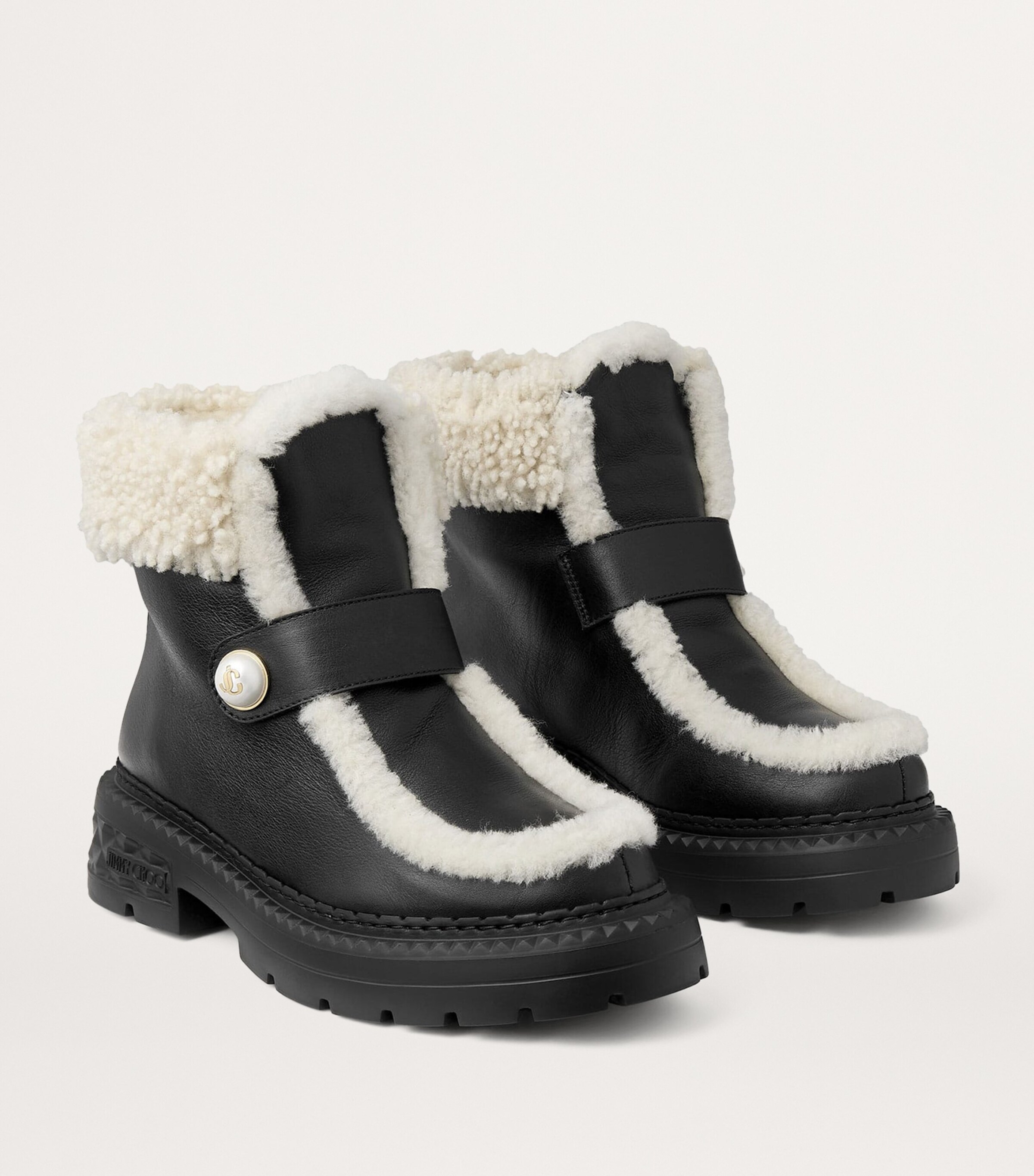 Jimmy Choo Womens Shea Leather Ankle Boots Black/natural Image 4