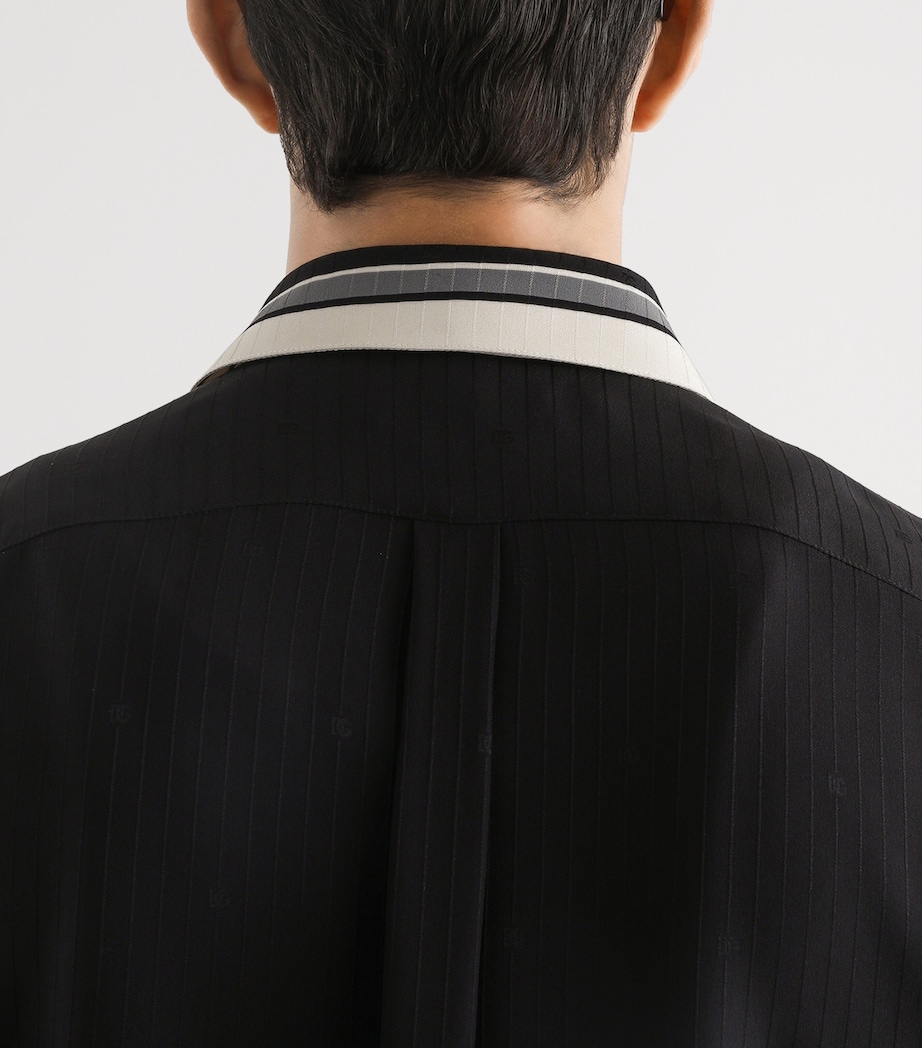 Dolce&Gabbana Mens Silk Jacquard Shirt Righe F.nero Image 5