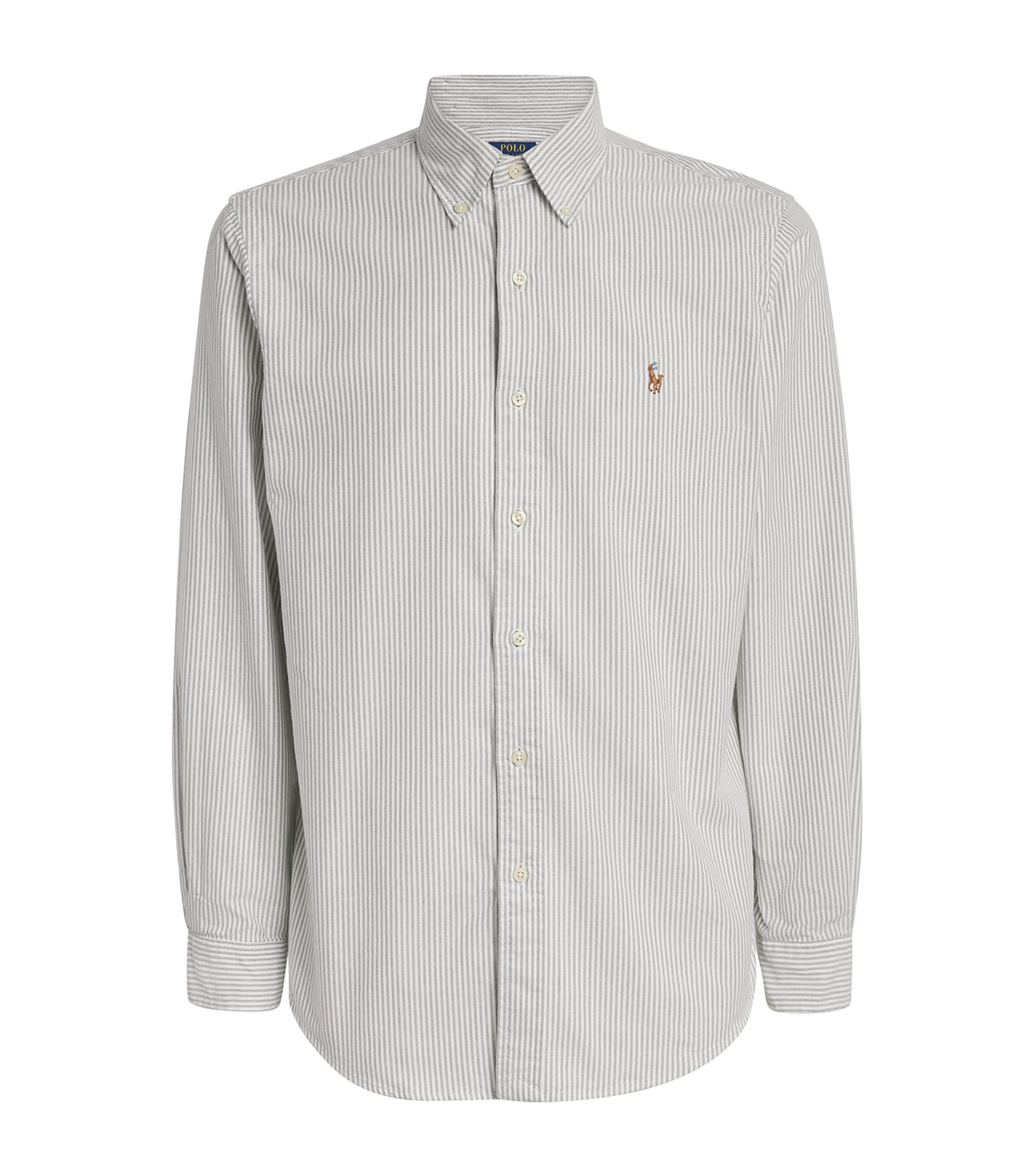 Polo Ralph Lauren Mens Cotton Stripe Oxford Shirt Green Image 1