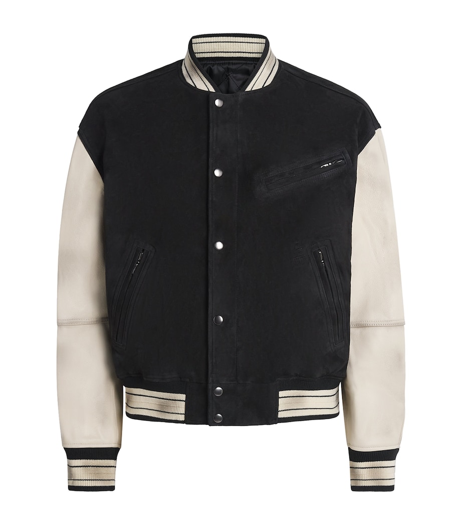 Coor Mens Suede Varsity Jacket Black Image 1