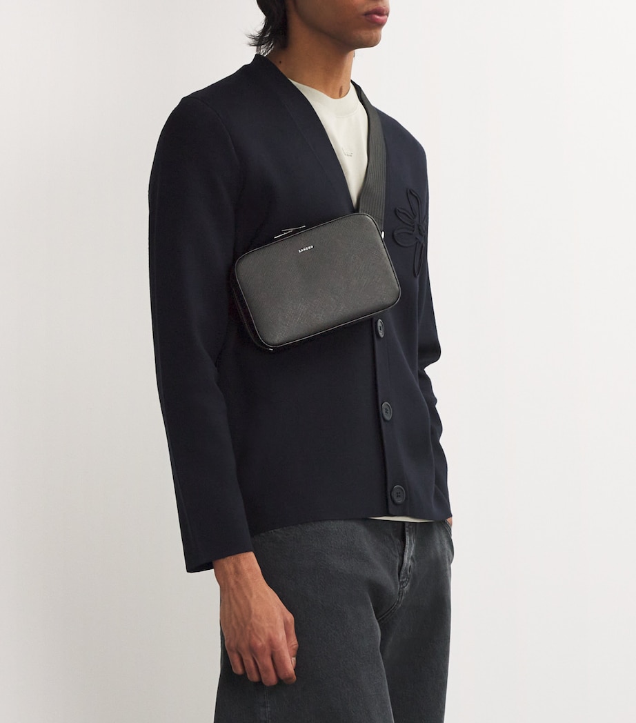 Small Recycled Leather Cross-Body Bag BLACK Image 5