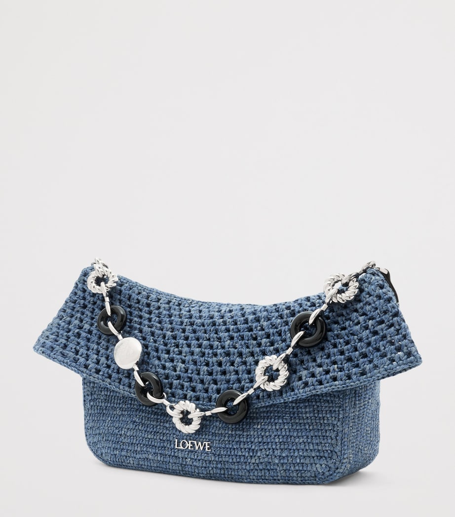 LOEWE x Paula's Ibiza Medium Crochet Ola Bag Shoulder Bag Denim Blue Image 4