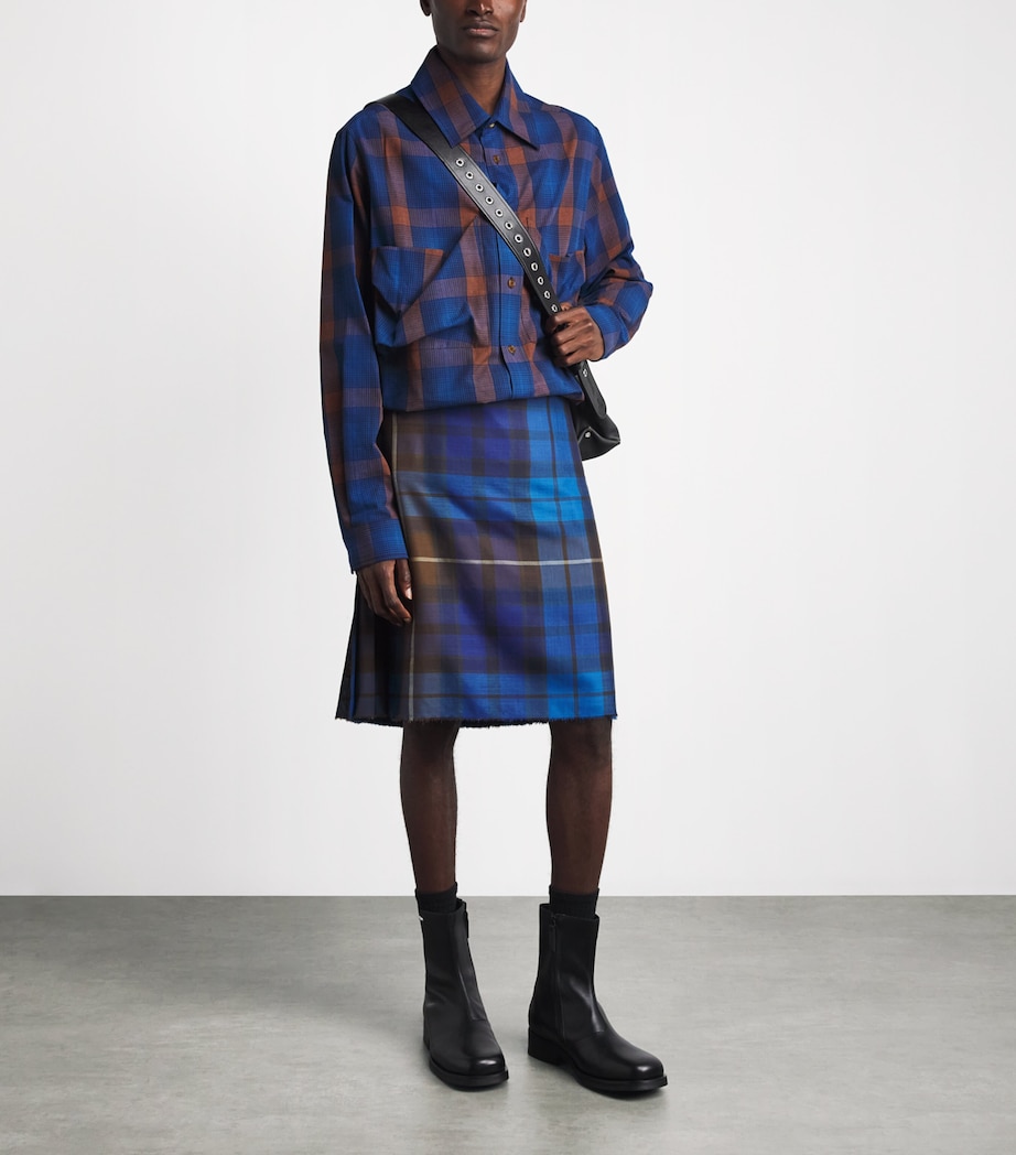 Vivienne Westwood Mens Wool Check Kilt Blue/brown Image 2