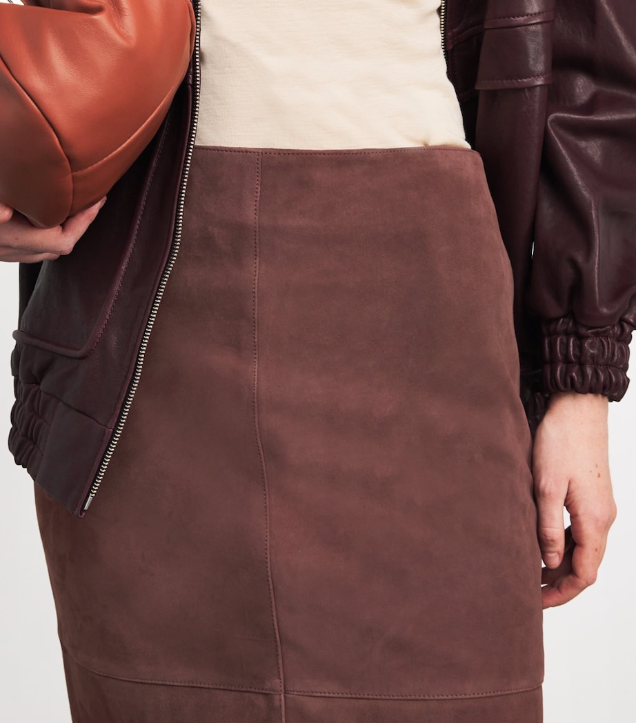Faux Suede Midi Skirt WINE-COLOURED Image 6