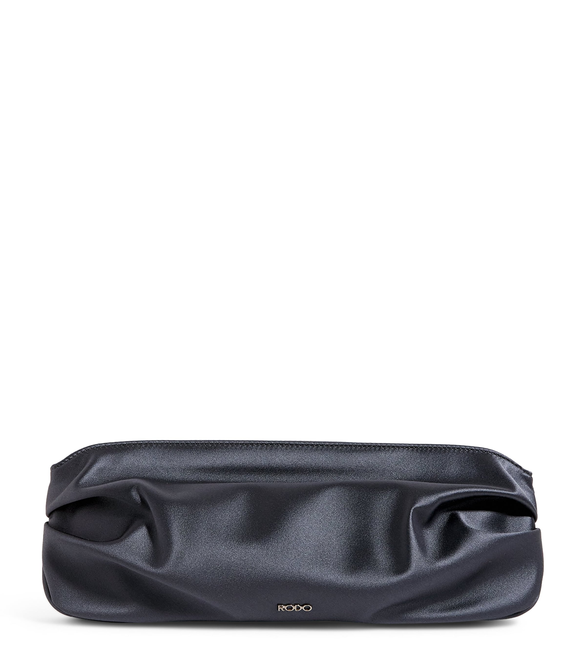 Shop Rodo Satin Clutch Bag In Grey