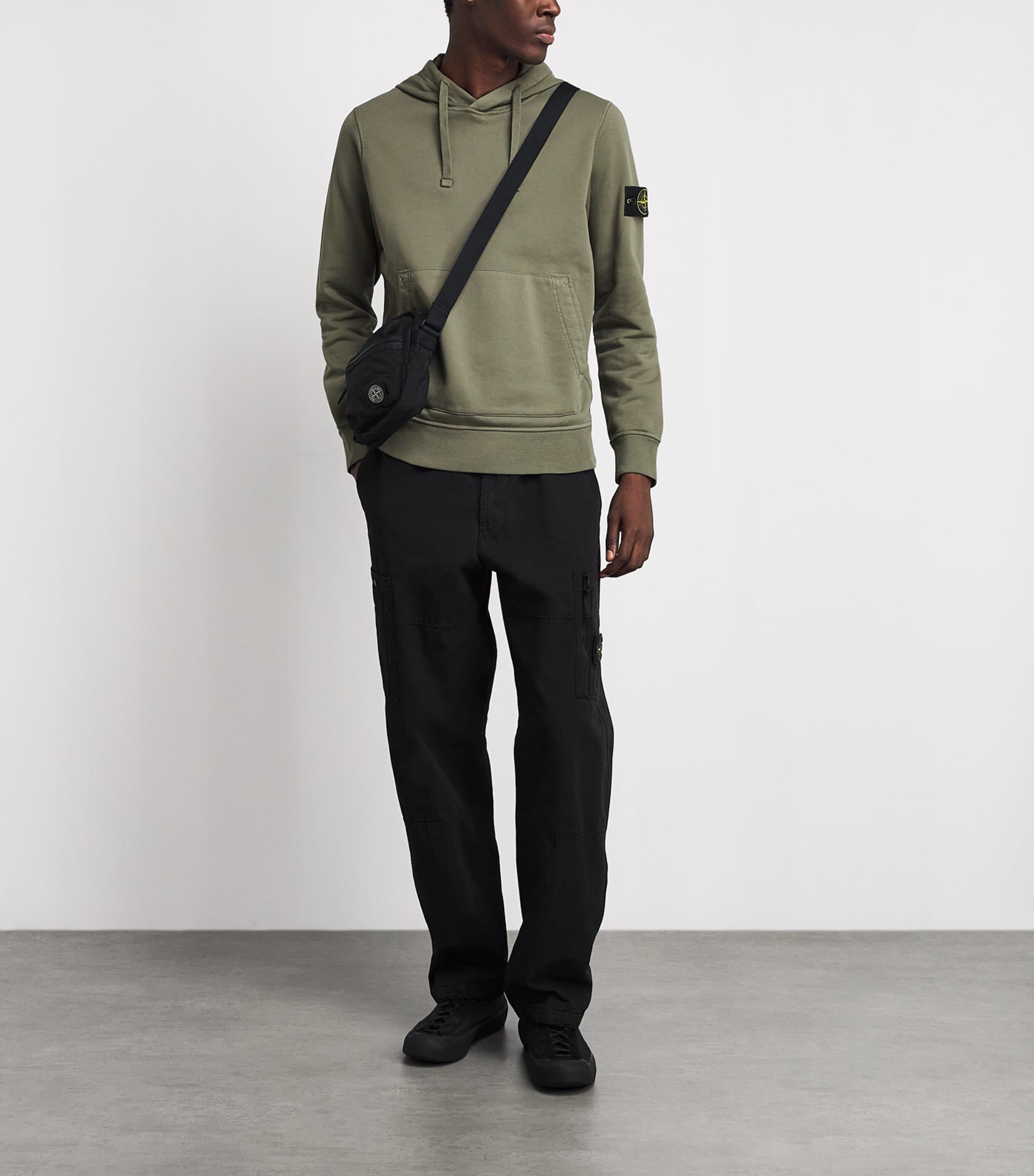 Stone Island Mens Organic Cotton Fleece Hoodie Image 2