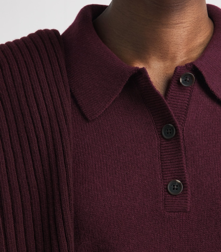 ANINE BING Womens Cashmere Lee Polo Sweater Burgundy Image 3