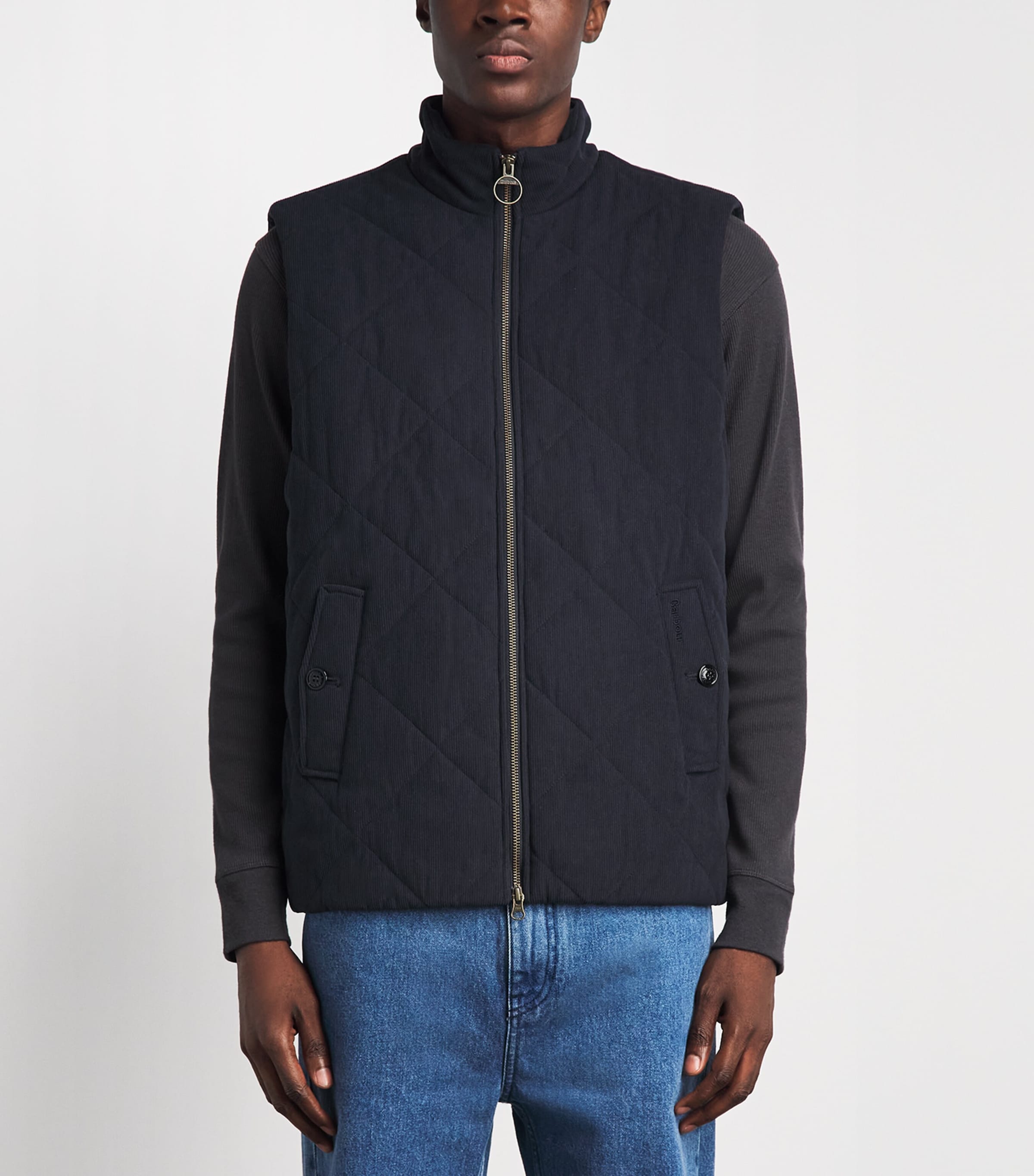 Barbour Mens Quilted Corden Gilet Dark Navy Image 4