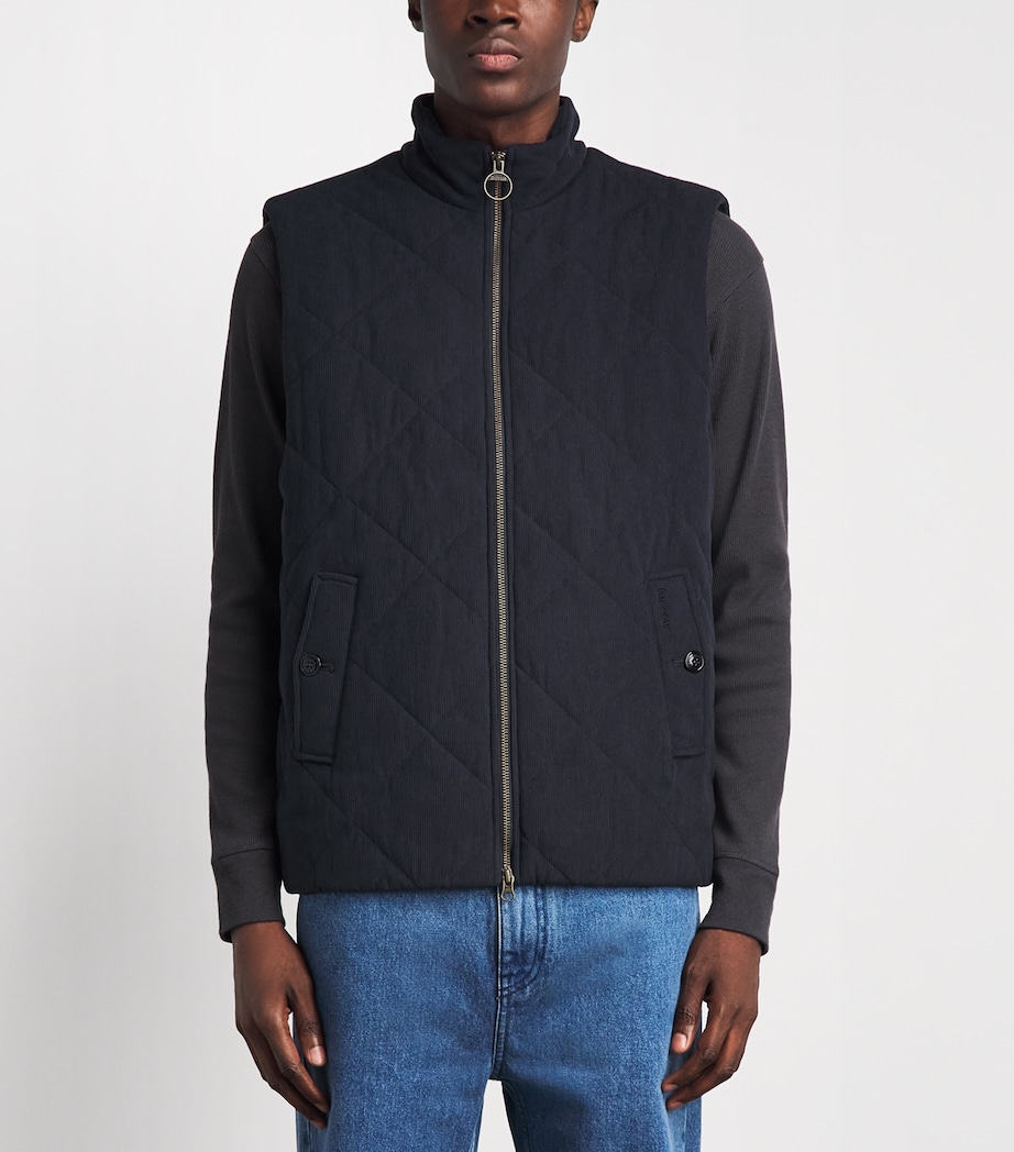 Barbour Mens Quilted Corden Gilet Dark Navy Image 4