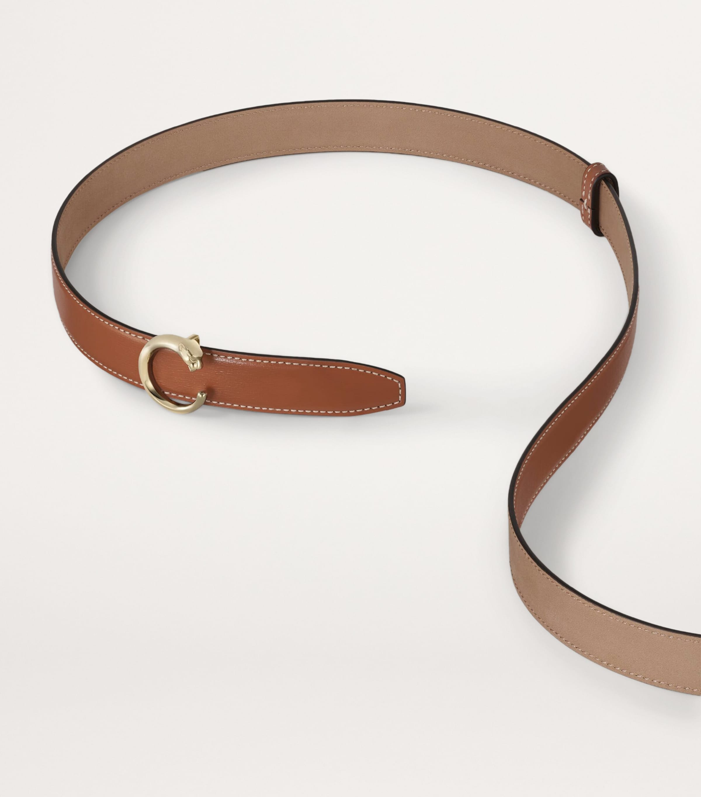 Small Leather Panthère de Cartier Belt (75cm) CARAMEL Image 4