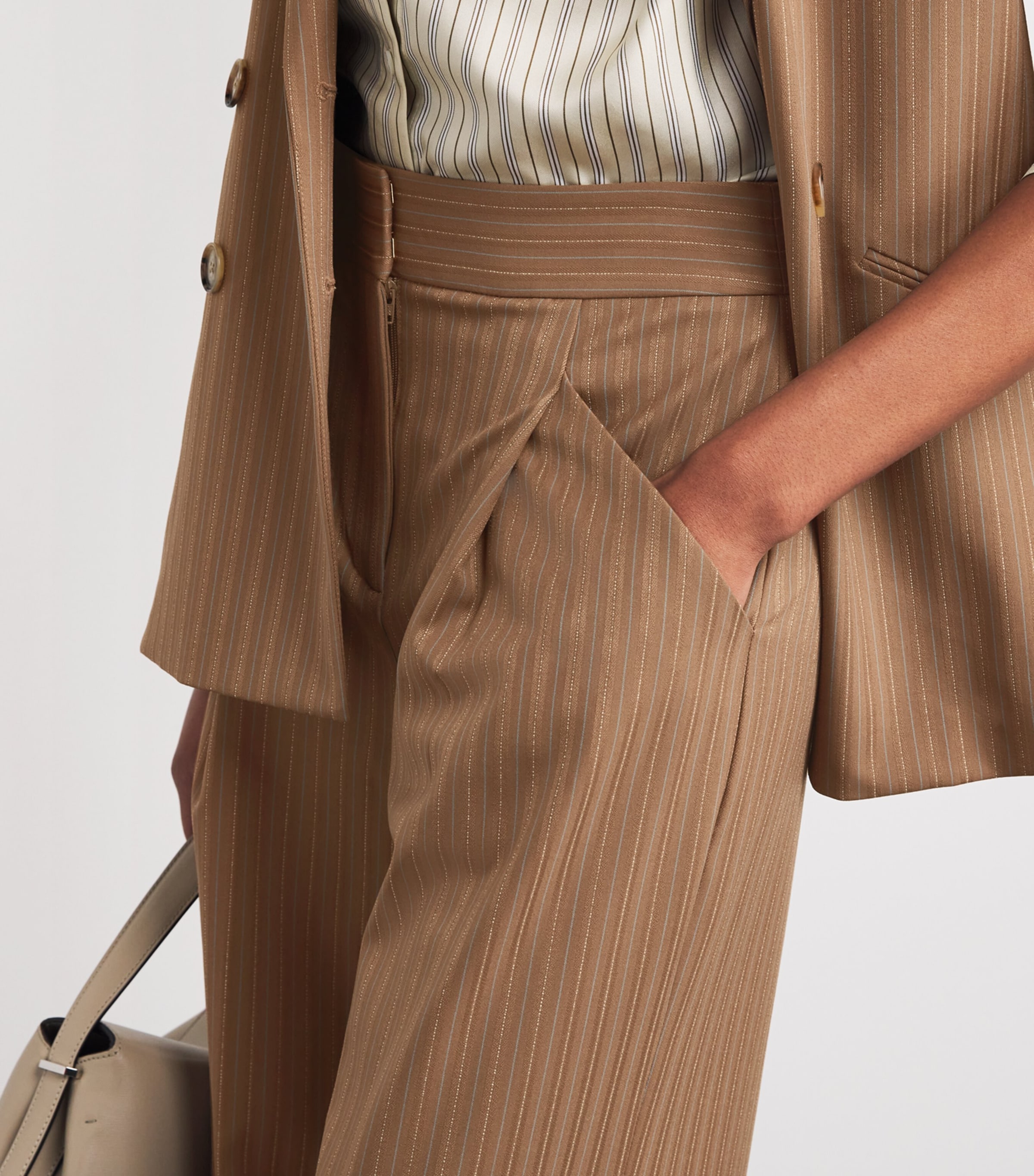 Pinstripe Rimini Wide-Leg Trousers N0964 MALT MULTI Image 6