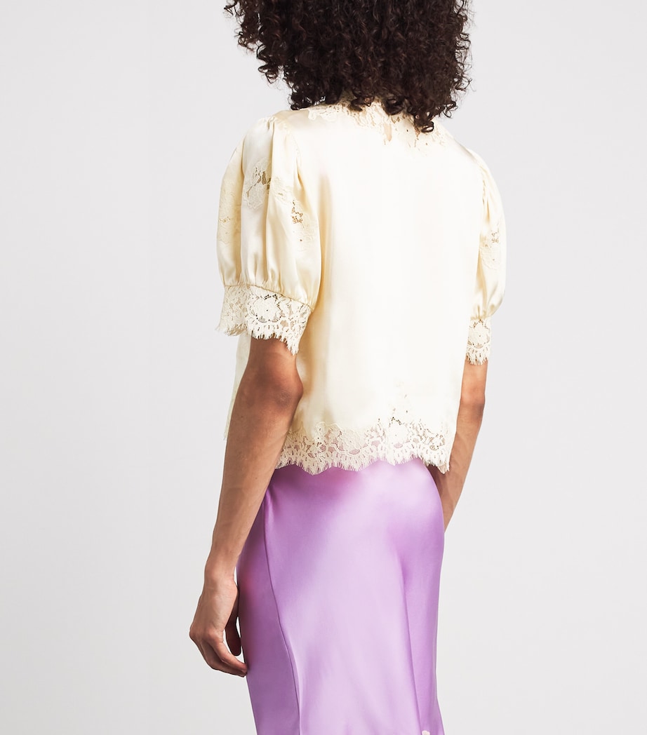 DÔEN Womens Silk-Lace Idella Blouse Candlelight Image 5