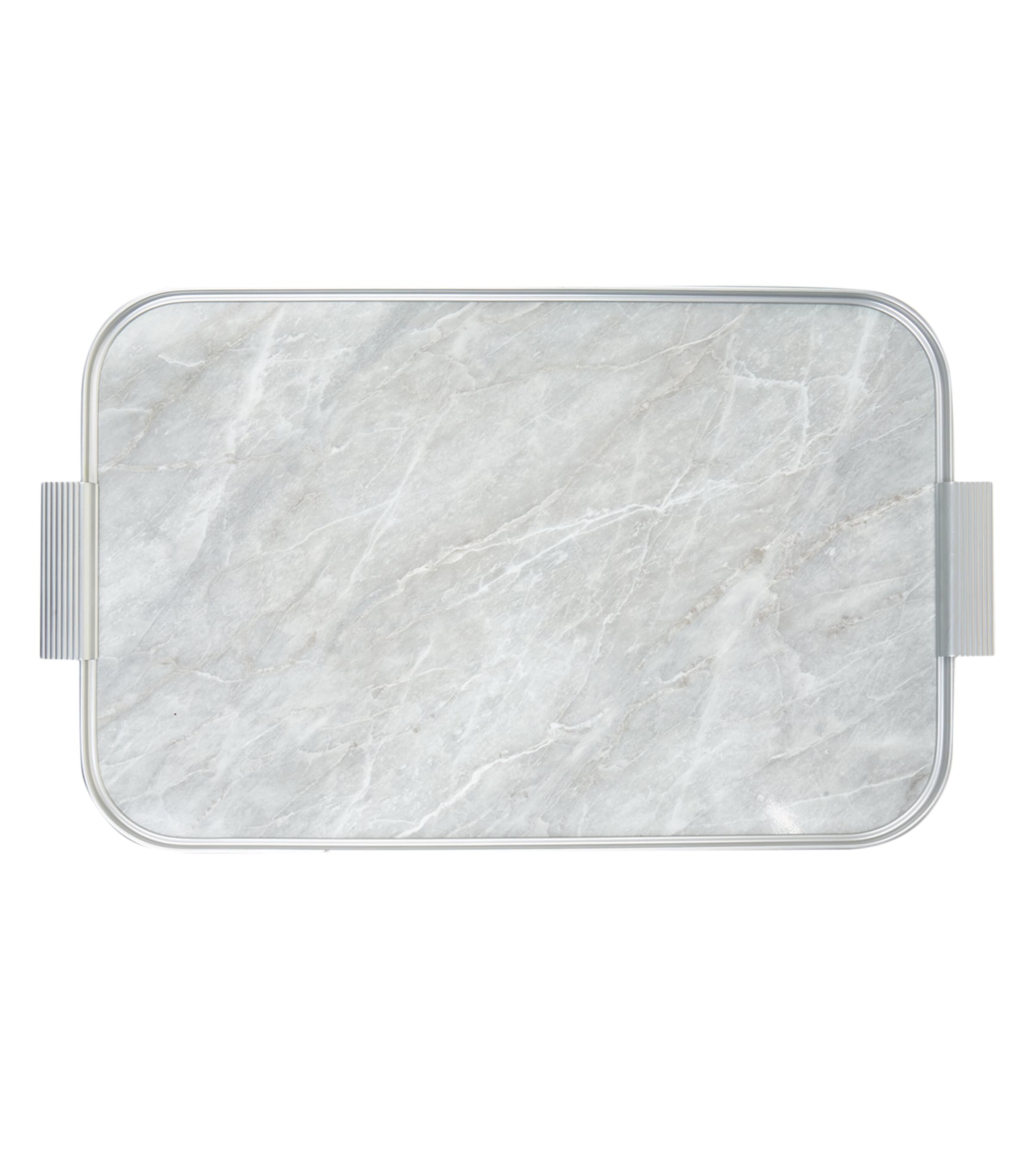Ribbed Tray SILVER WHITE MARBLE Image 2