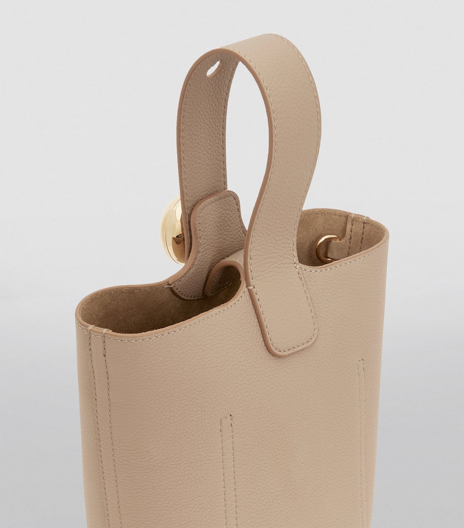 Mini Leather Pebble Bucket Bag SAND Image 6