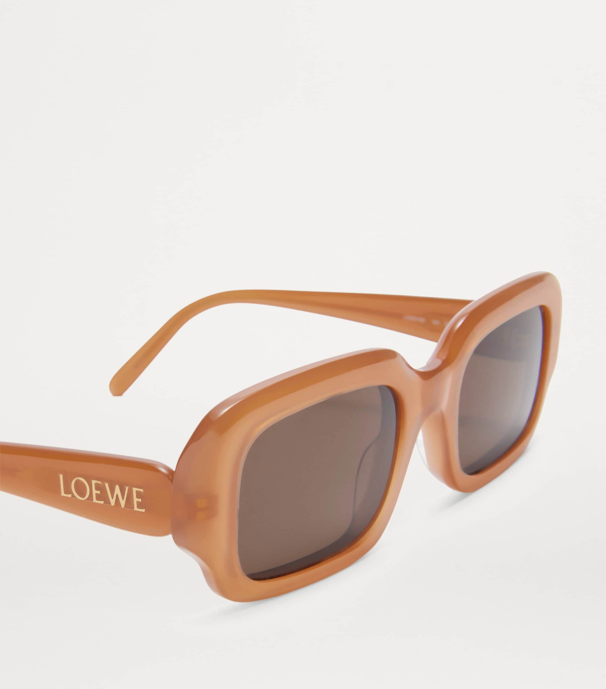 Acetate Rectangular Slim Sunglasses LIGHT CARAMEL Image 4