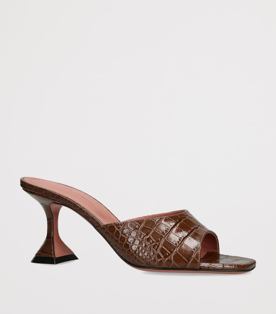 Amina Muaddi Croc-Embossed Leather Lupita Heeled Mules 70 Brown Image 3