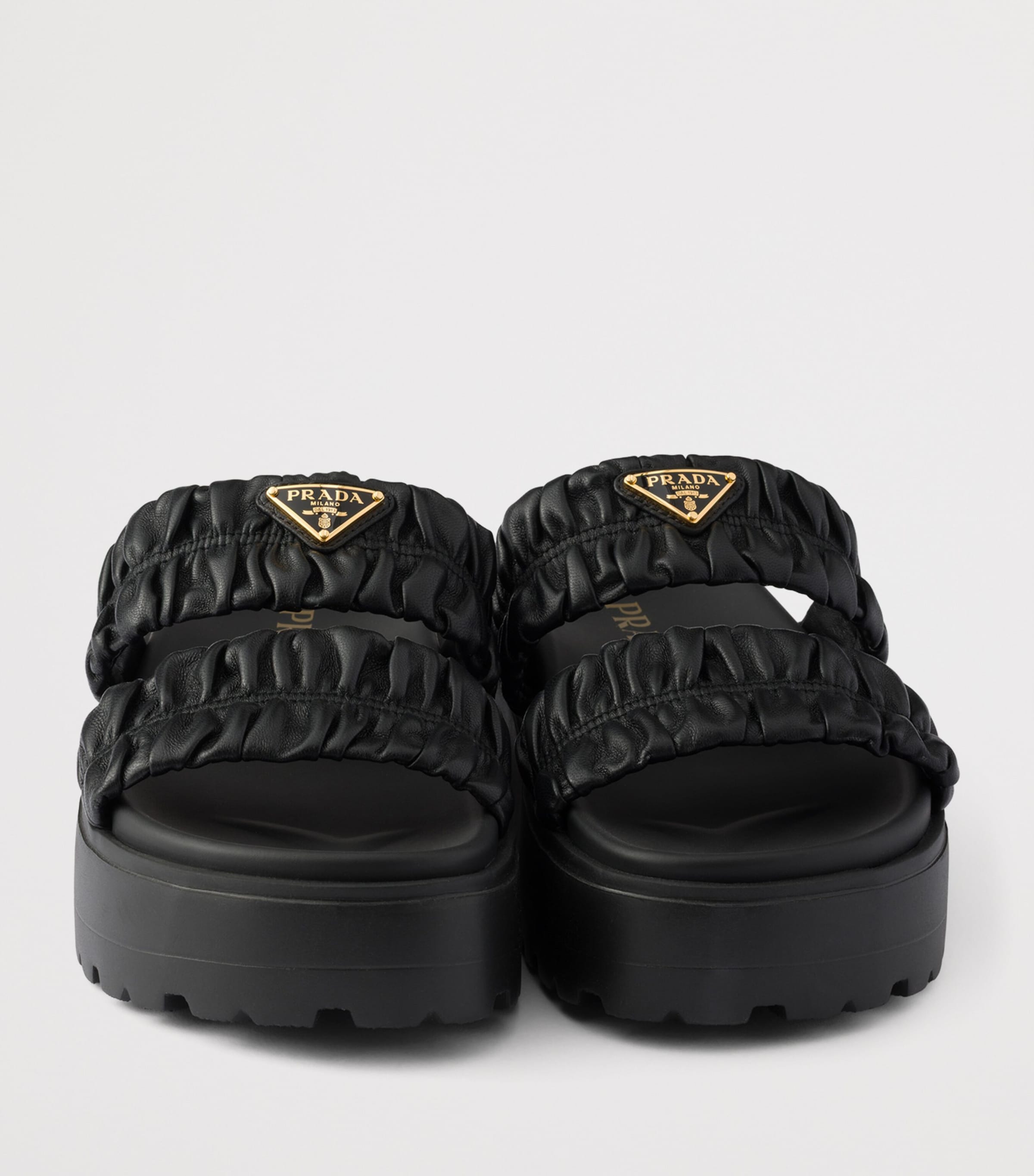 Prada Nappa Leather Flatform Slides 45 Black Image 5