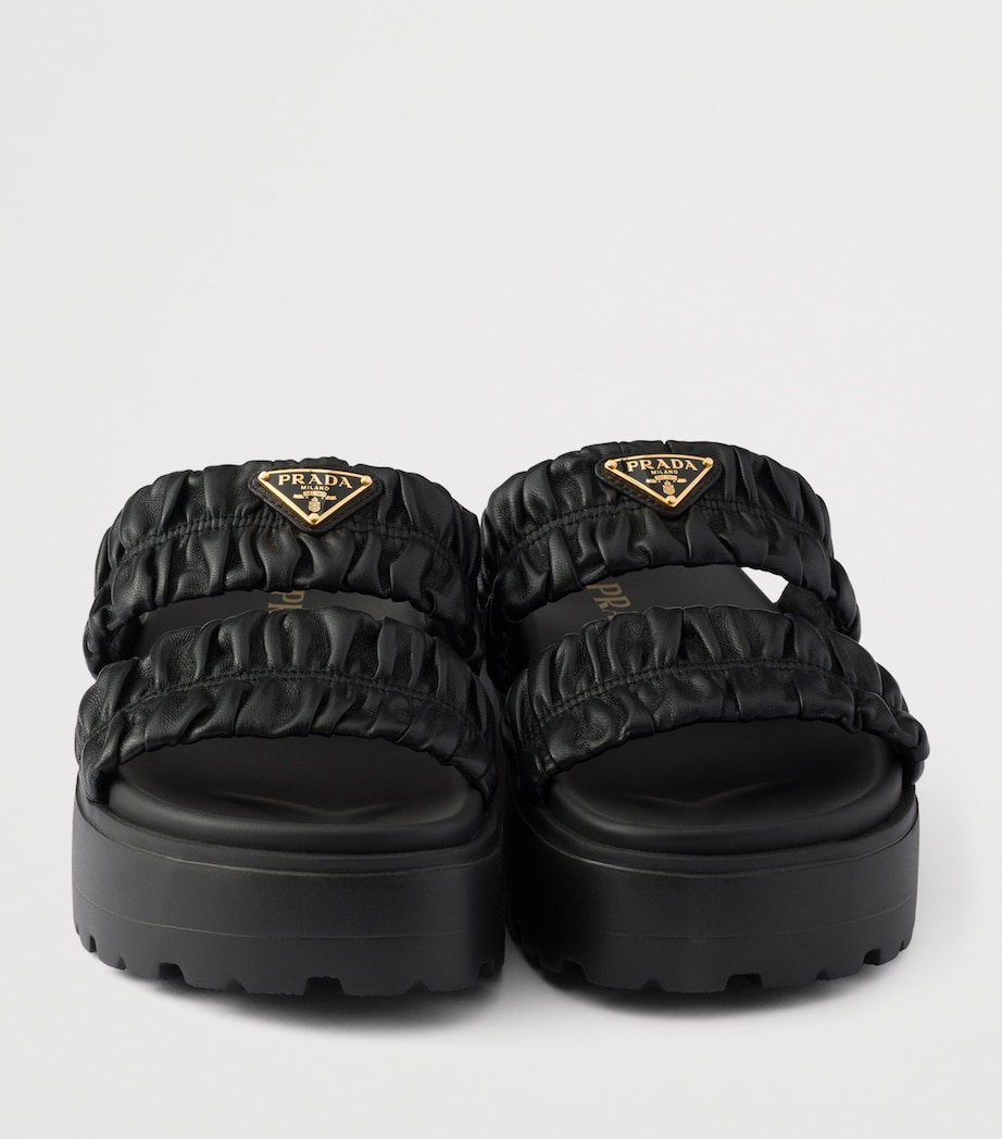 Prada Nappa Leather Flatform Slides 45 Black Image 5