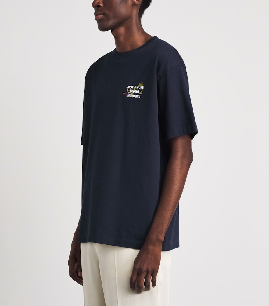 Drôle de Monsieur Mens Cotton Vine Slogan T-Shirt Navy Image 4