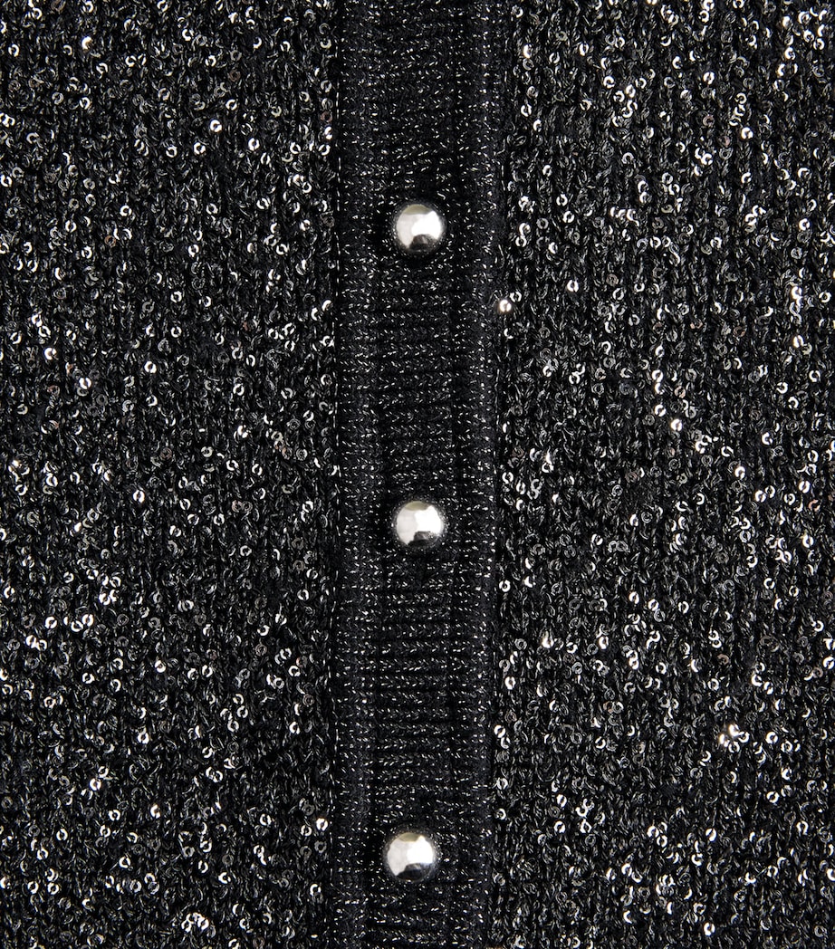 Toccin Womens Knitted Sequin Mollie Cardigan Onyx Image 6
