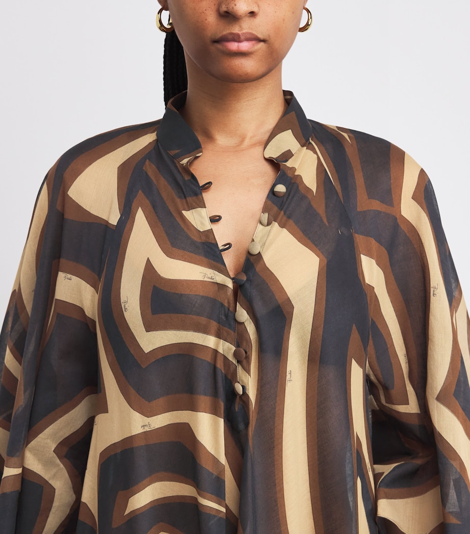 Cotton Labirinto Print Maxi Kaftan Dress 049/BLACK GOLD Image 5