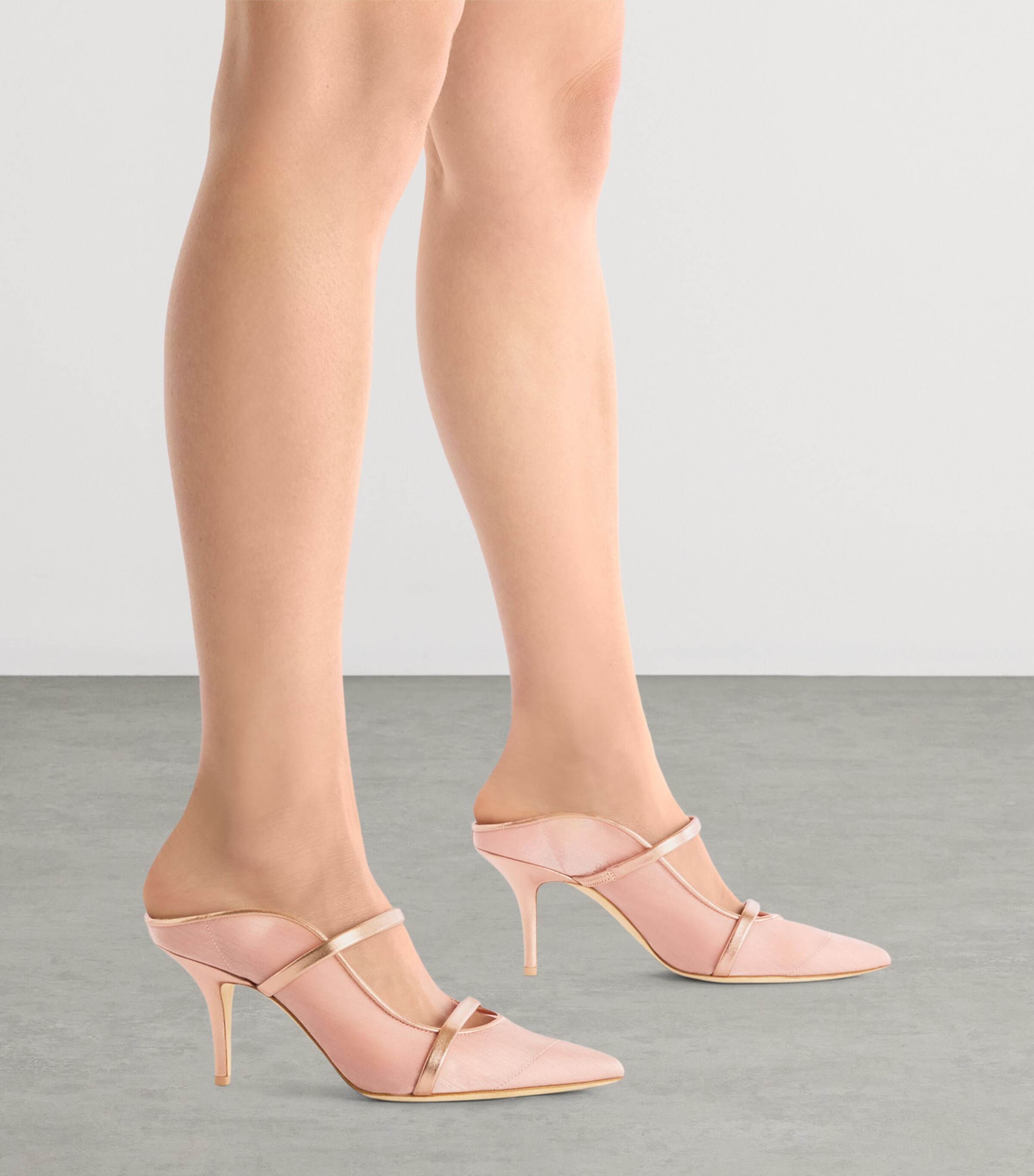 Malone Souliers Organza and Leather Maureen Heeled Mules 70 Pink Image 2