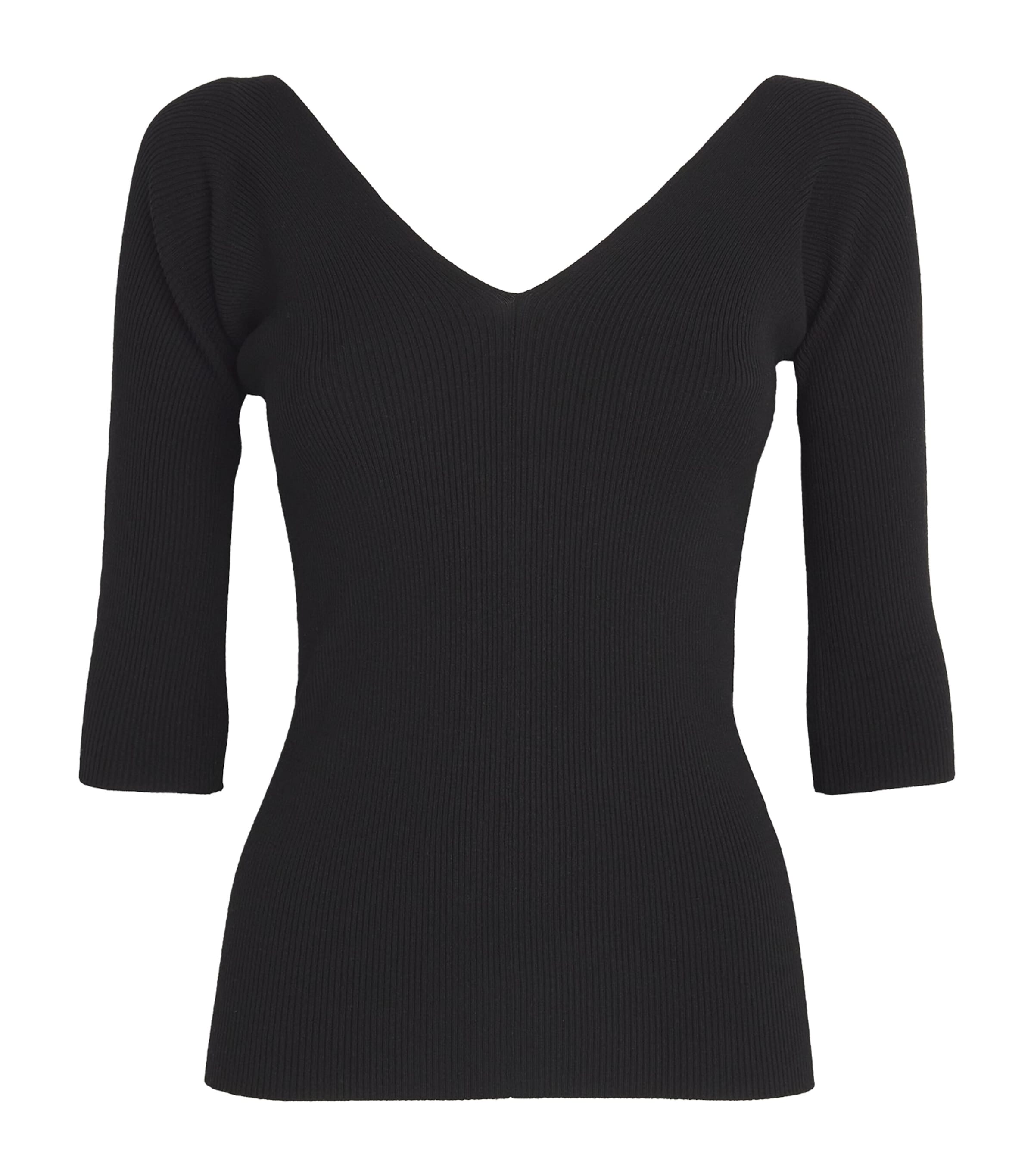 Shop Weekend Max Mara V-neck Ribbed Top In Black