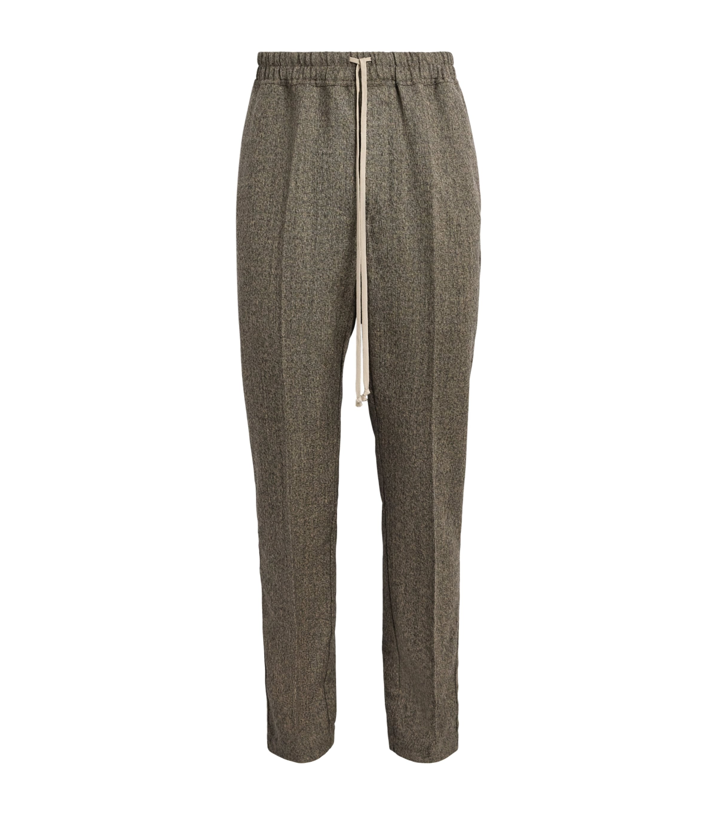 Rick Owens Mens Cotton-Wool Drawstring Trousers Black Melange Image 1