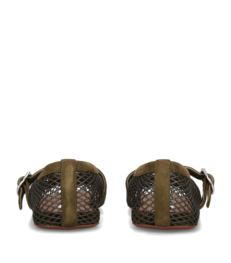 Alaïa Suede Mesh Ballet Flats Khaki Image 2