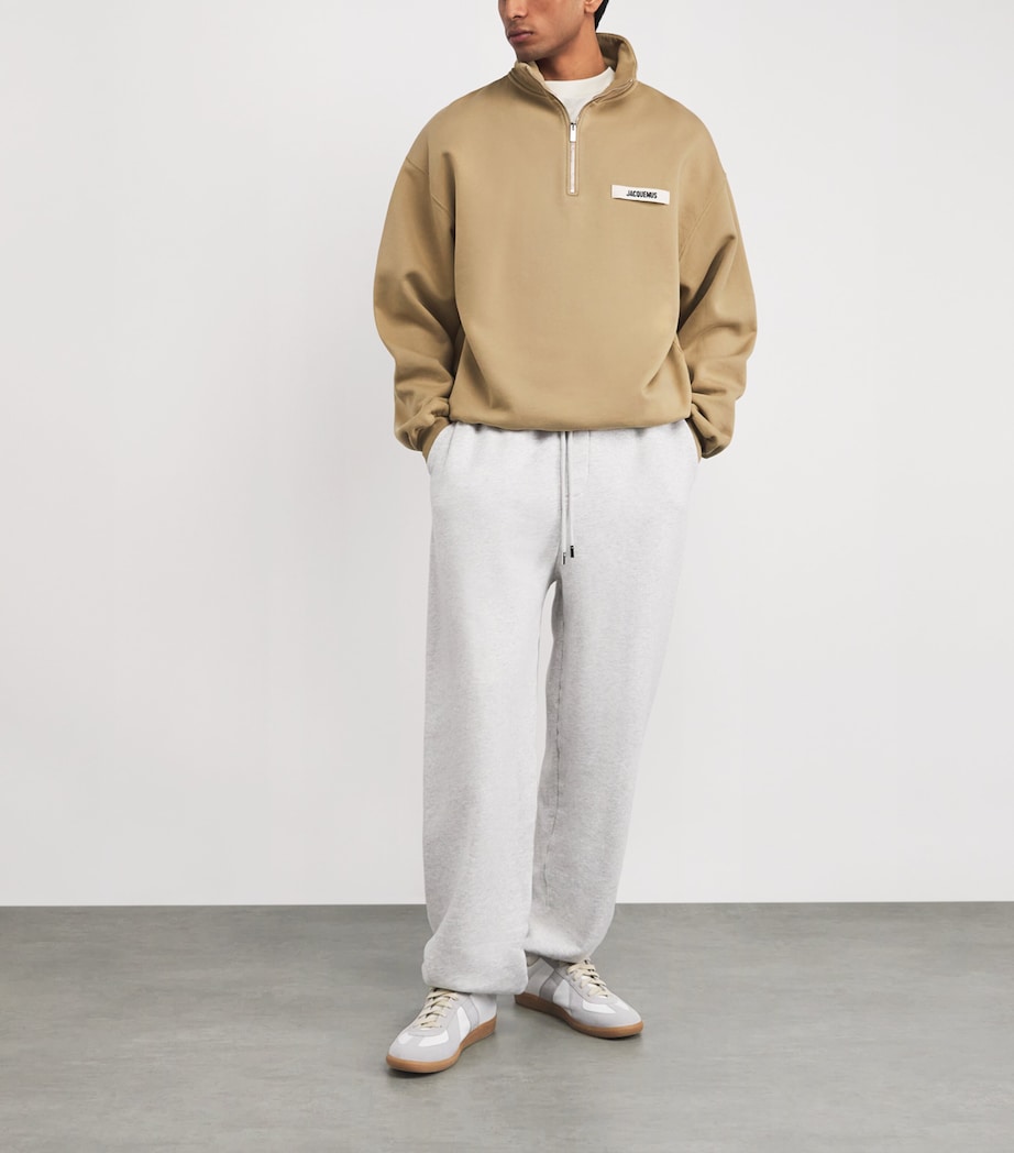 Cotton Logo Quarter-Zip Sweatshirt DARK BEIGE-180 Image 2