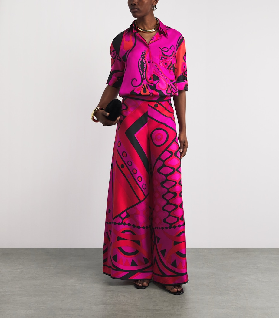 PUCCI Womens Silk Vivara Wide-Leg Trousers Fuchsia Image 2