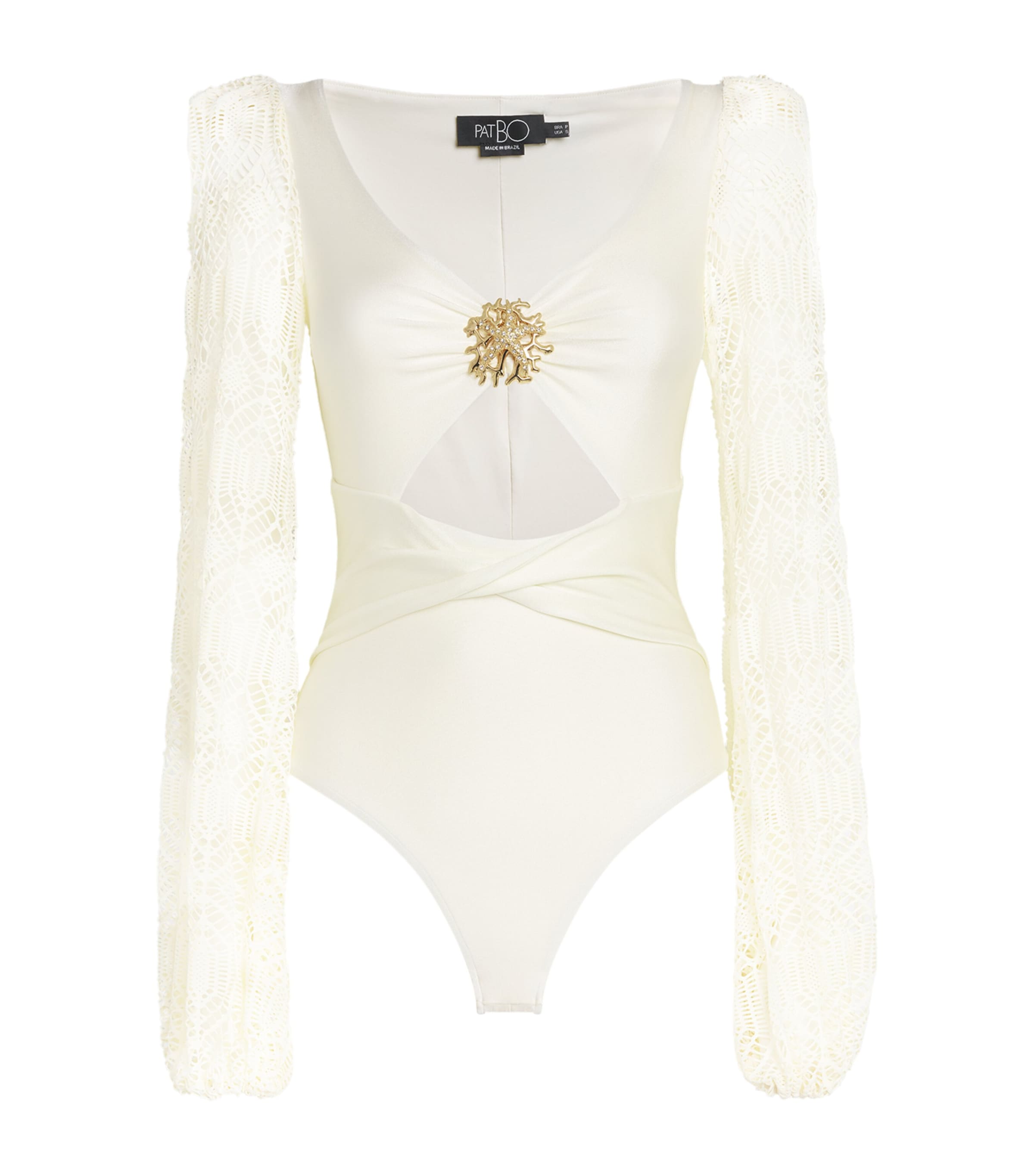Patbo Crocheted Coral Swimsuit In White